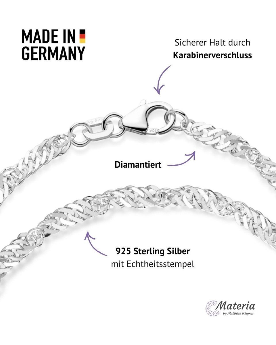 Materia Armkette Damen Singapurkette Hochglanz SA-84, 925 Sterling Silber – Bild 4 von 5