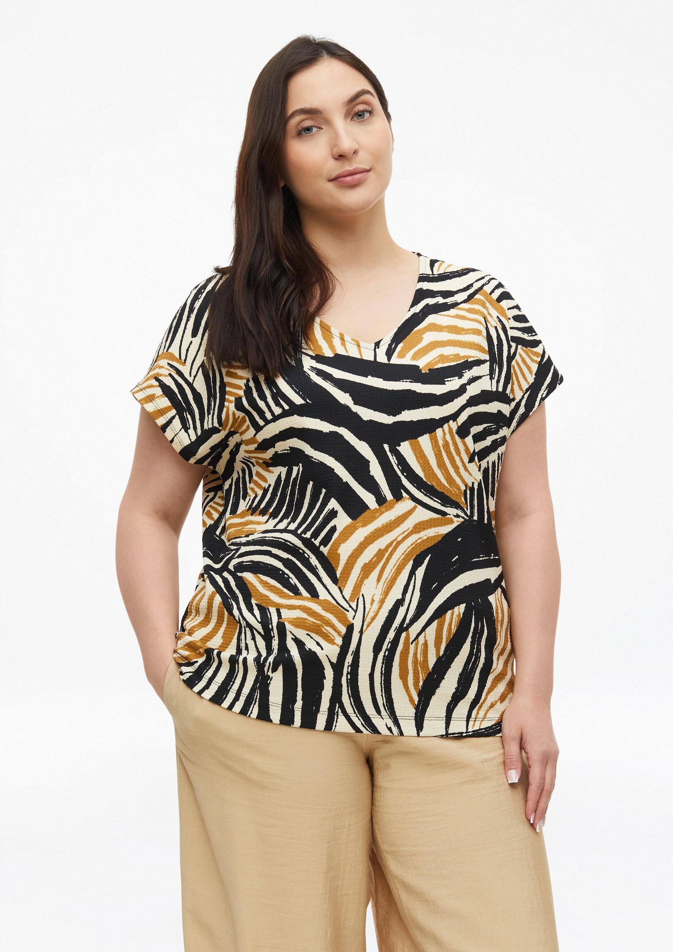 s.Oliver Kurzarmshirt T-Shirt Strukturiertes V-Neck-T-Shirt im Relaxed Fit