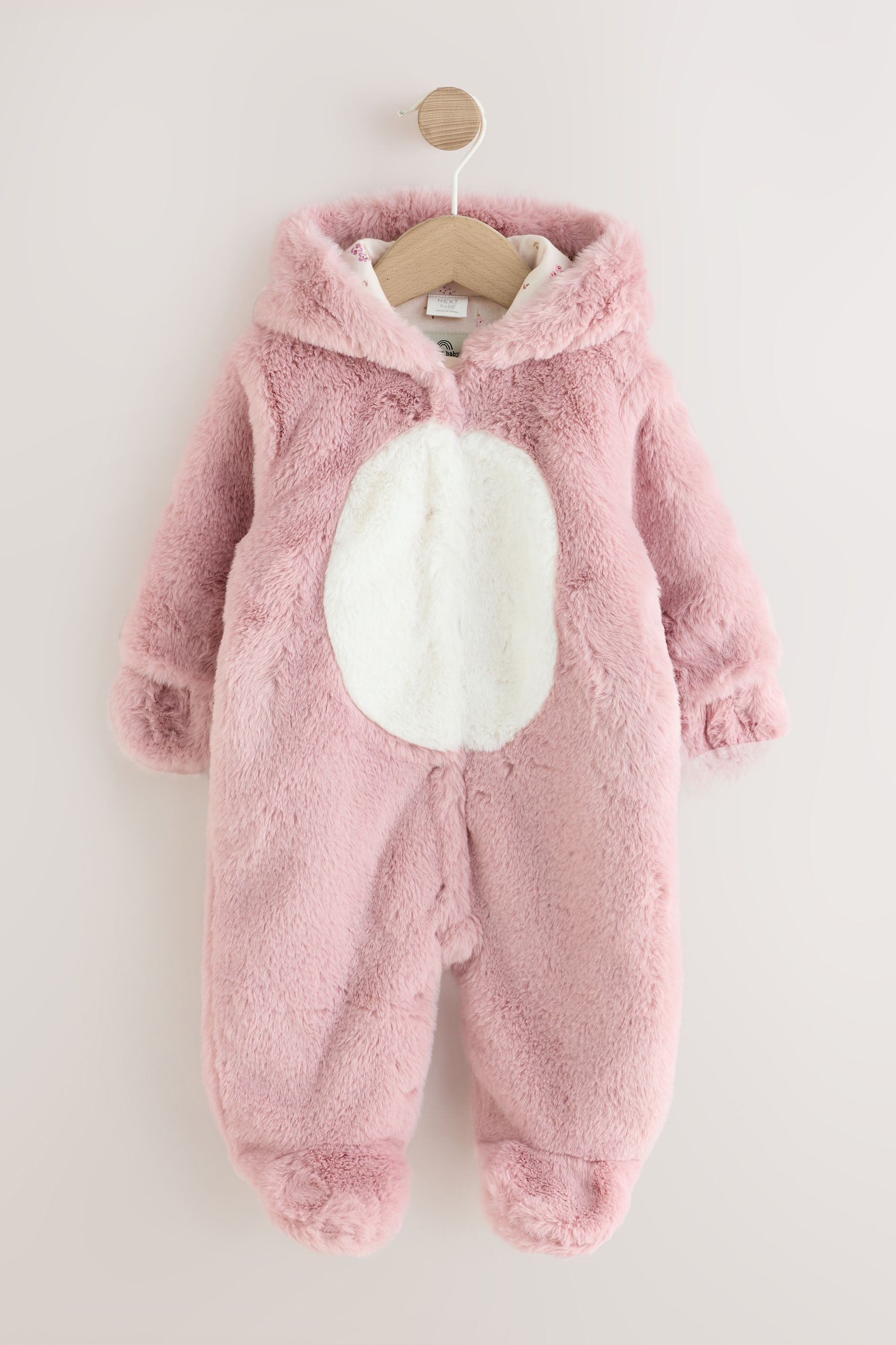 Next Overall Baby-Einteiler mit Kunstfell und Kapuze (1-tlg)