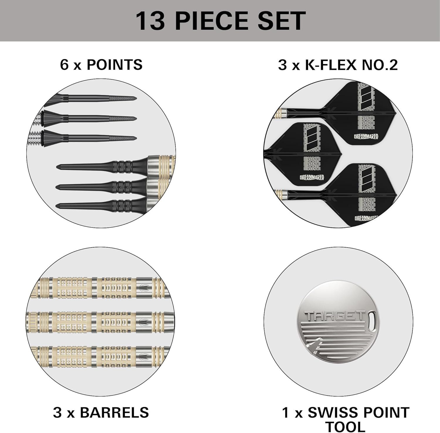 TARGET DARTS Dartpfeil Dimitri Van den Bergh Softdarts 95K-Dartpfeil-Set, 19 g 95-%-Tungsten