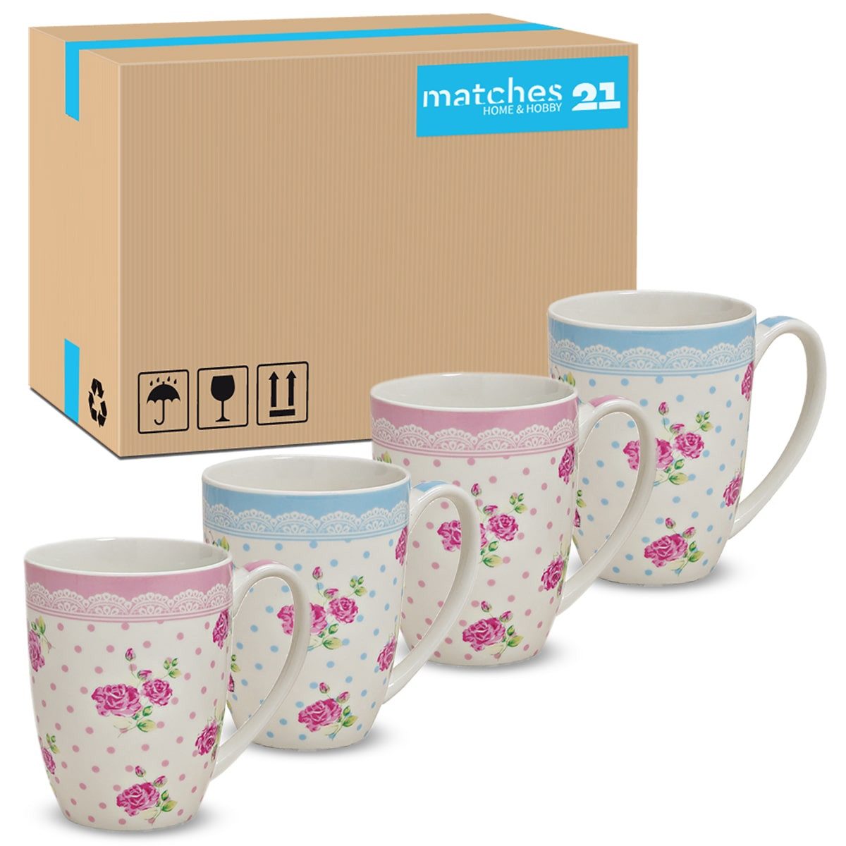 Tasse Kaffeetassen 36er Set Rosen-Dekor Rosenblüten Blumen