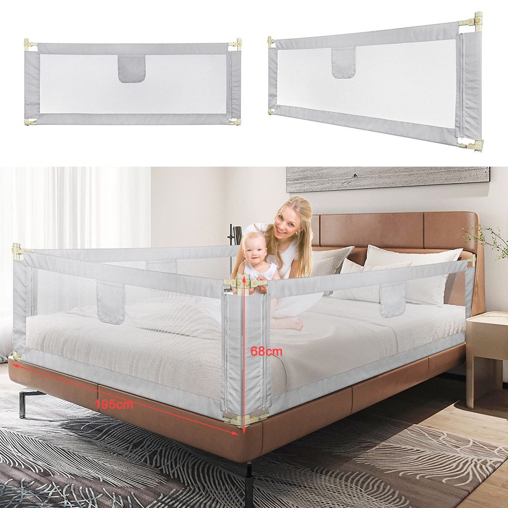 JEOBEST Bettschutzgitter Rausfallschutz Bett, Kinderbettgitter für Kinder, Babybettgitter, (3 St) 150/180/200cm, Rausfallschutz Bettgitter, Höhenverstellbar