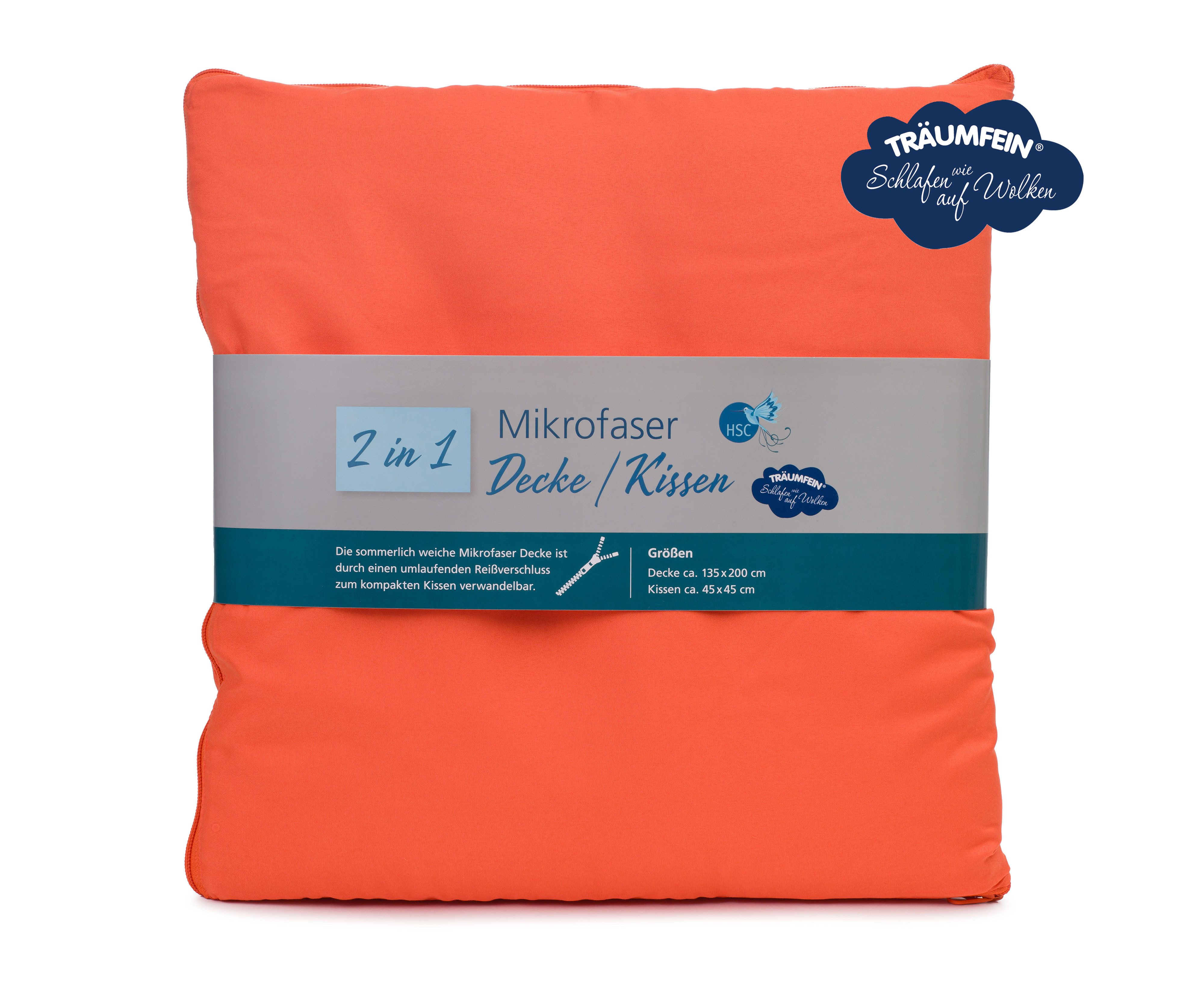 HSC Home-Style-Creation GmbH Microfaserbettdecke 2 in 1, Decke und Kissen, Bezug: 100% Polyester Mikrofaser, Wohlige Wärme sorgt für einen angenehmen Schlaf