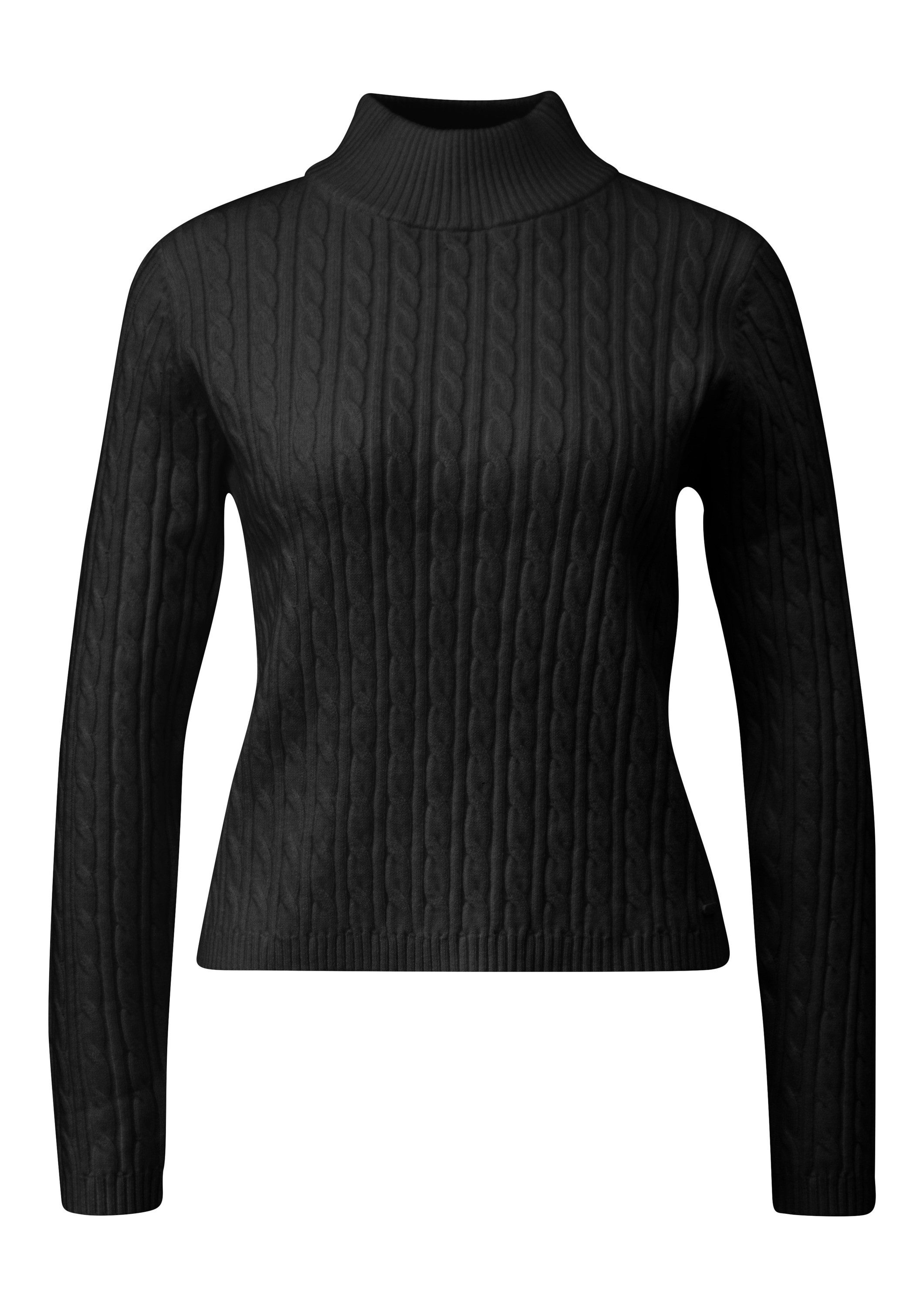 QS Longpullover Strickpullover Pullover mit Zopfmuster