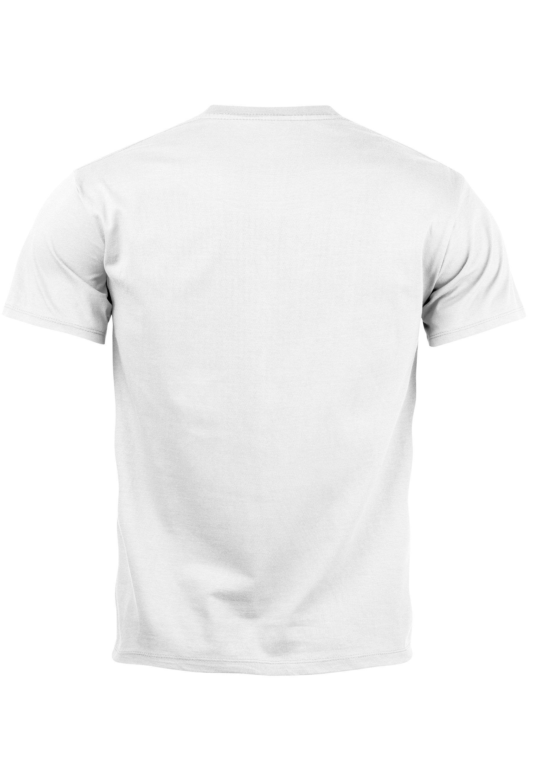 Strand Print-Shirt Neverless Sommer mit Beach Fashio Herren weiß Print Print T-Shirt Welle Sonne Style Logo