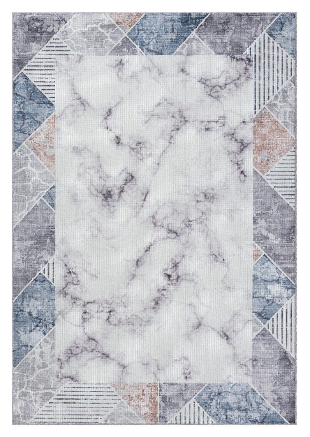 Wohnando Teppich MY-RUG Waschbarer Teppich "Talia" 160x230cm, grau, rechteckig, Höhe: 10 mm, für drinnen und draußen, maschinen waschbar bis 30Grad