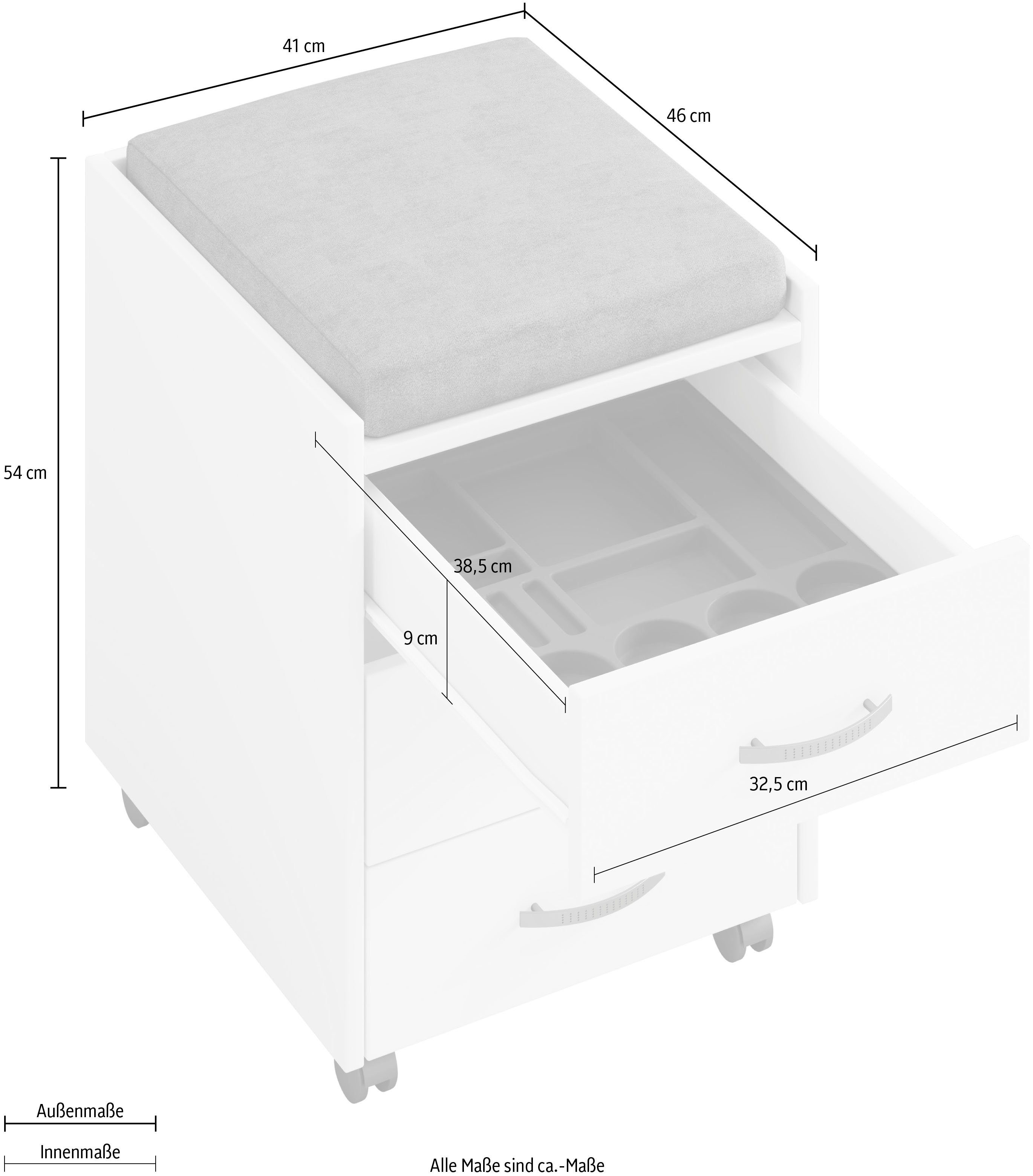 Lüttenhütt und einsetzbarer Weiß Praktischer Rollcontainer, Container Dekor universell grün