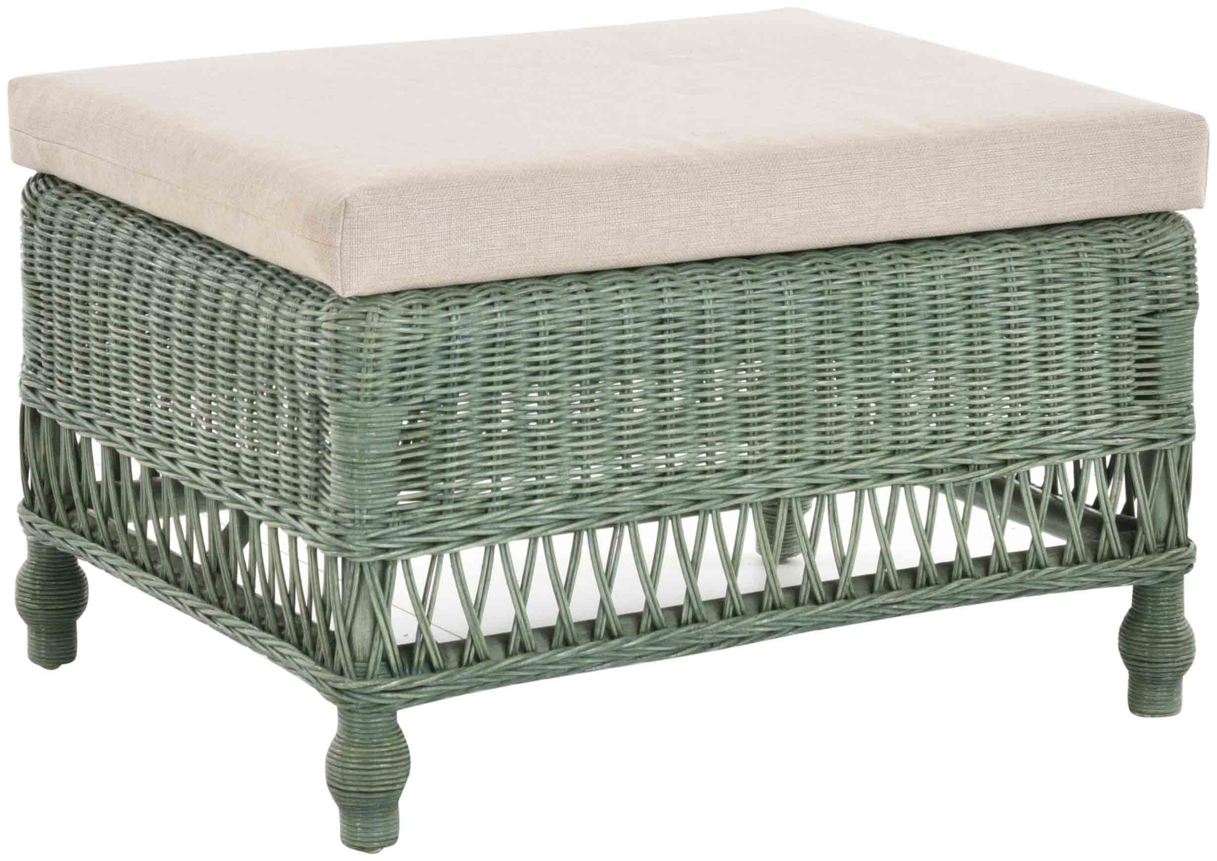 Krines Home Sitzhocker Rattanhocker Fußhocker Sitzhocker Hocker Schemel Rechteckig Groß, Beistell-Hocker aus Rattan