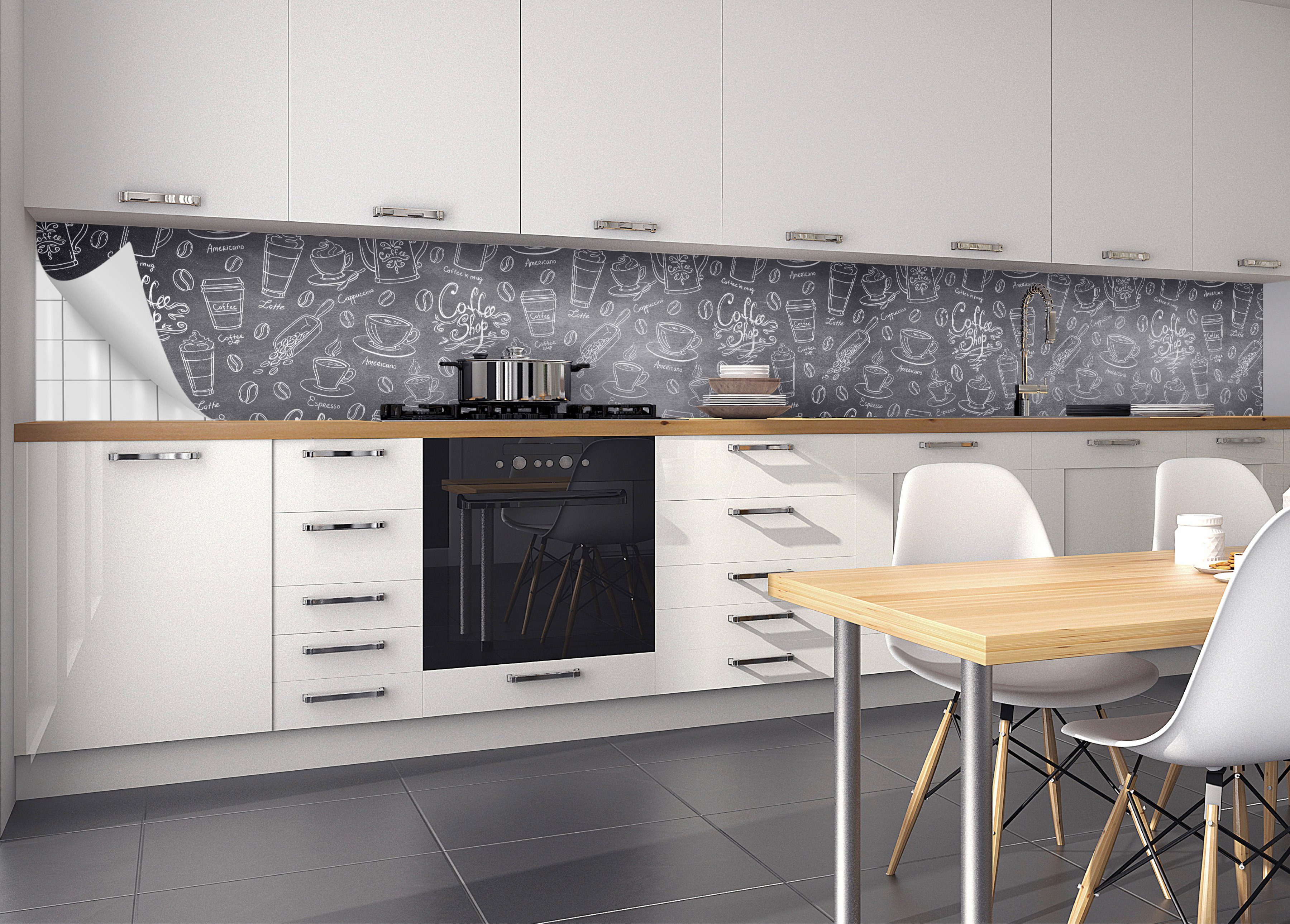 Küchenrückwand-Folie und Coffee grau MySpotti selbstklebende flexible fixy Pattern, Küchenrückwand