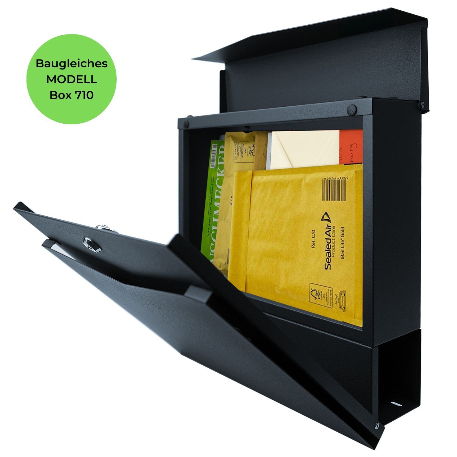 MOCAVI Briefkasten MOCAVI mit anthrazit, Zeitungsfach 711 Briefkasten integriert Box