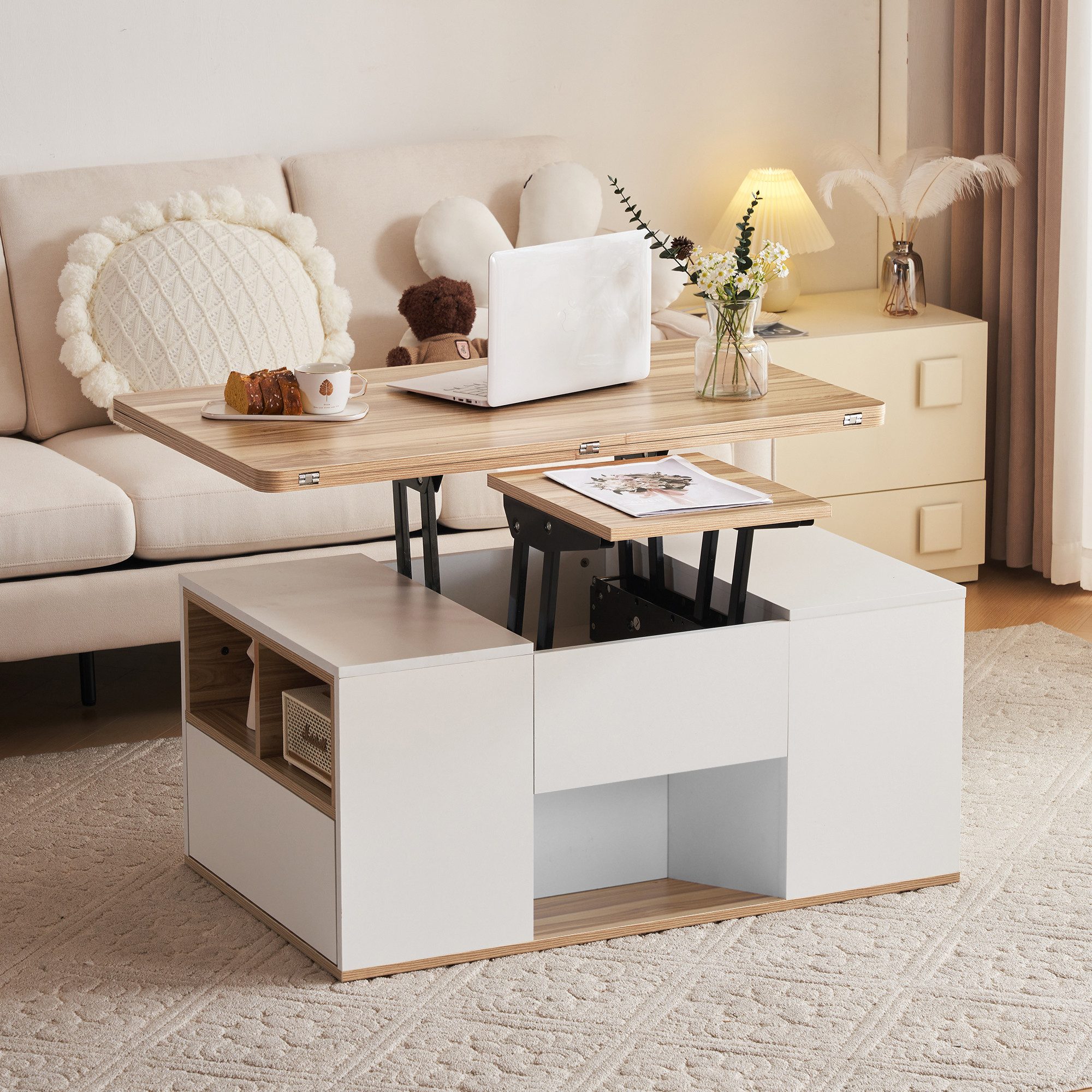 Merax Couchtisch mit Schubladen, Wohnzimmertisch, mit günstig online kaufen