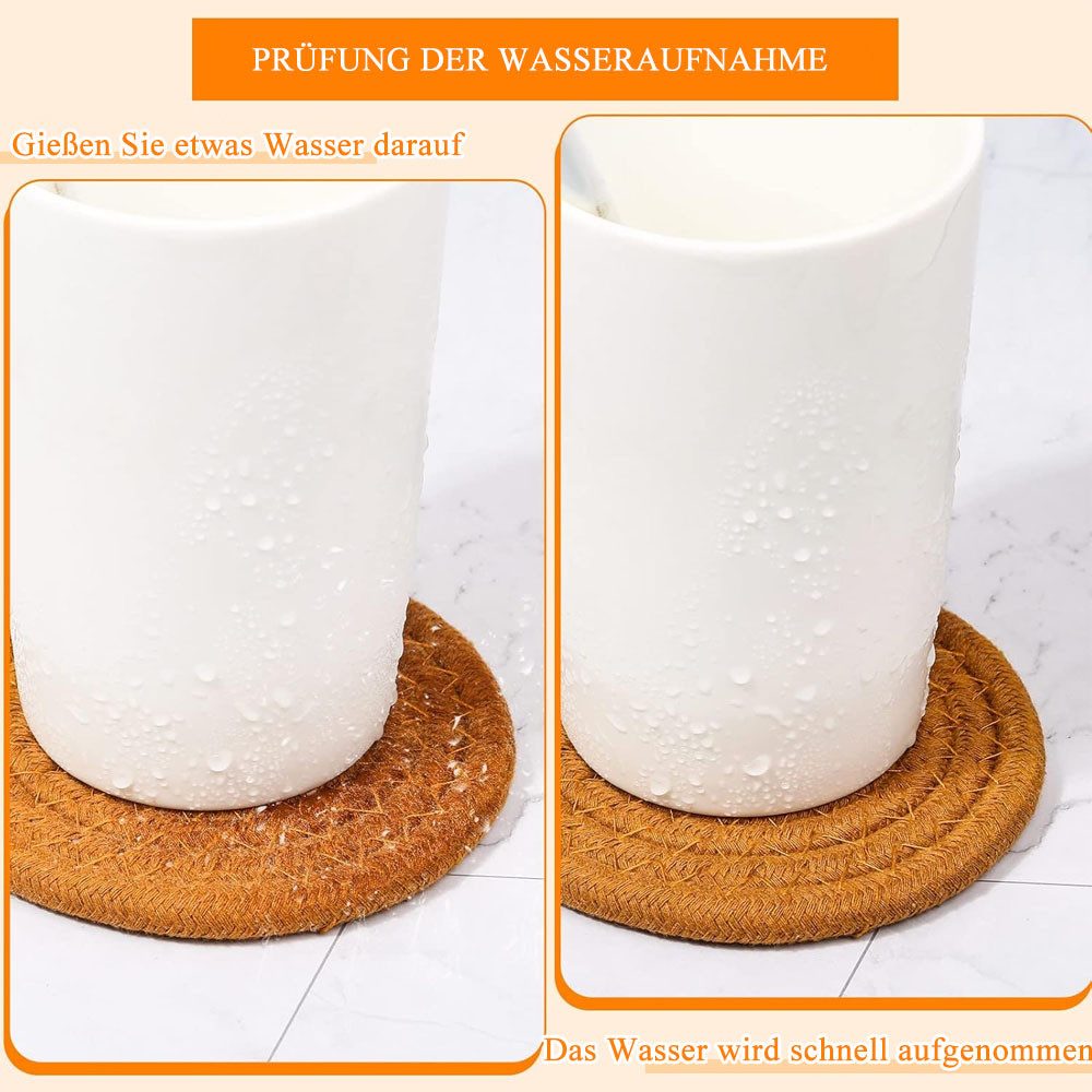AFKSMILE Getränkeuntersetzer 8 Stück Untersetzer Gläser, Runde Untersetzer aus Baumwolle mit Halter – Bild 3 von 5