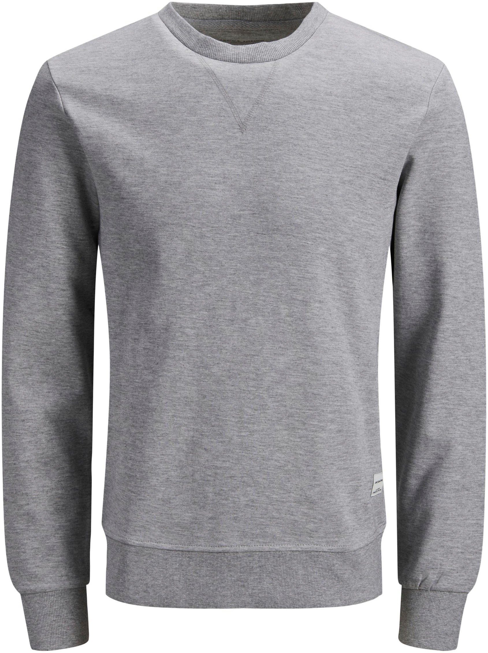 Jack & Jones PlusSize Sweatshirt (Packung) CREW SWEAT hellgrau-meliert NECK BASIC