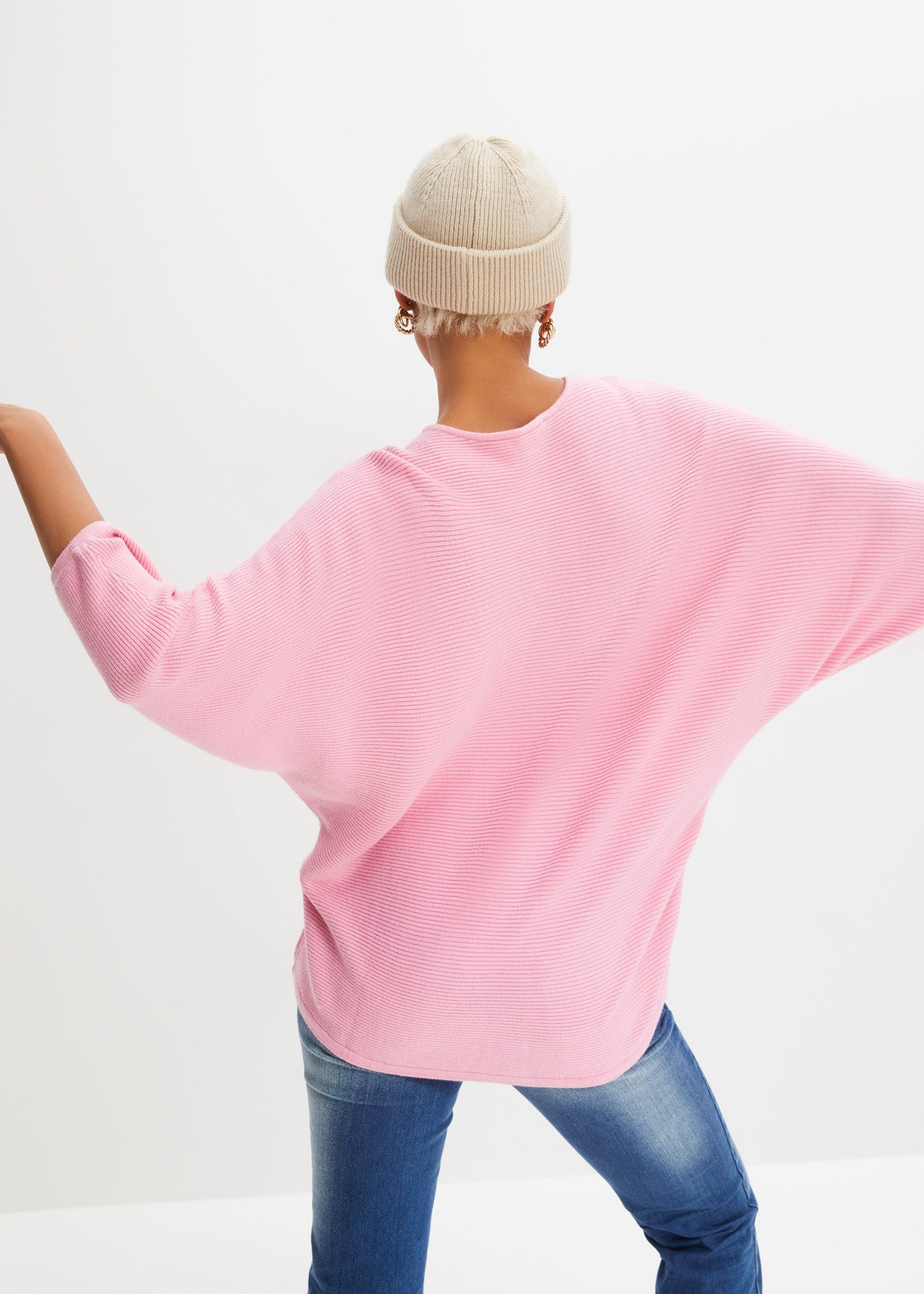 bonprix Strickpullover (1-tlg) aus Viskose, mit Rippstruktur, Halbarm, für günstig online kaufen