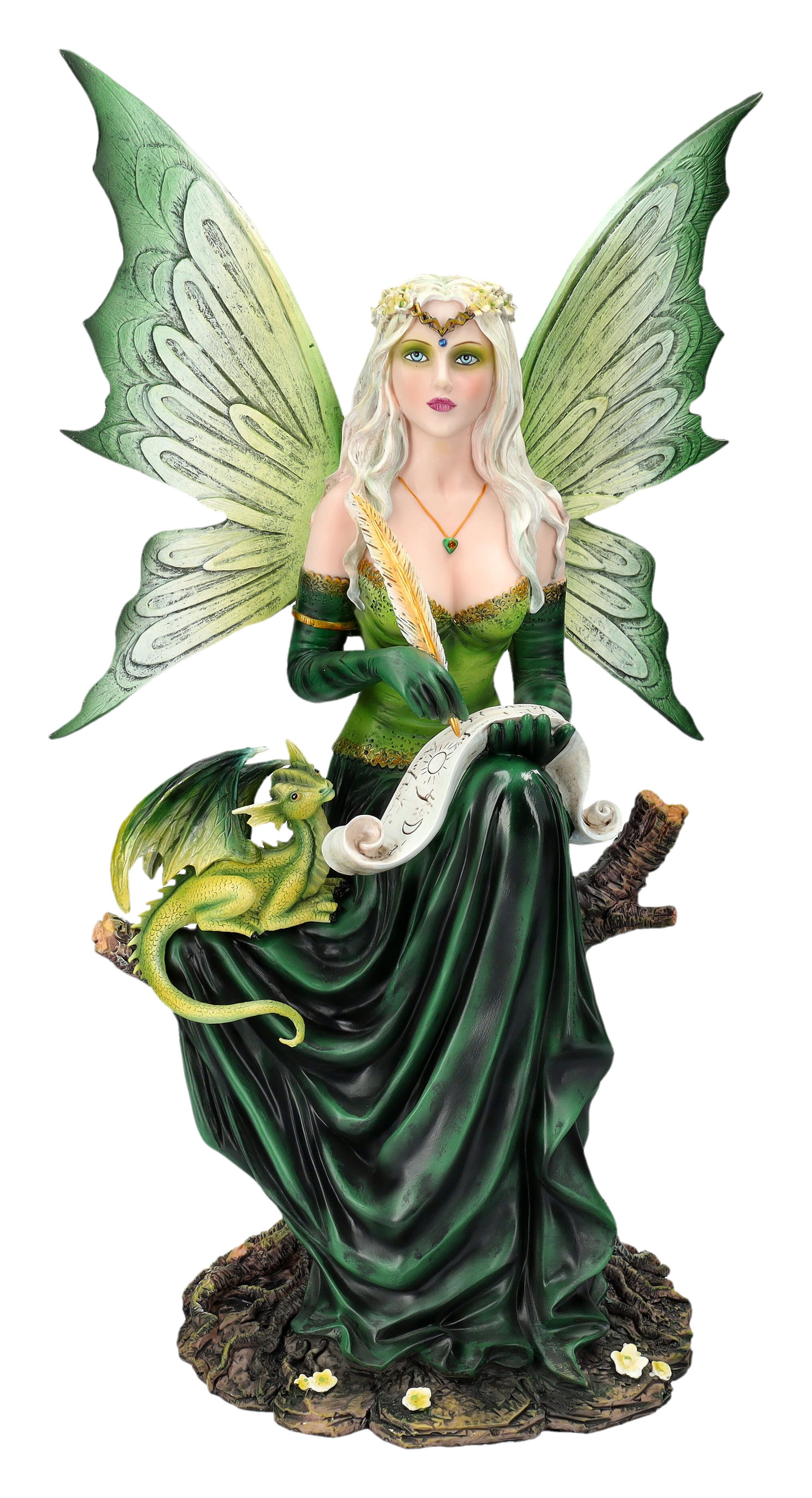 Figuren Shop GmbH Fantasy-Figur Elfen Figur - Prinzessin Giada mit Drache - Fantasy Figur Elfenfigur