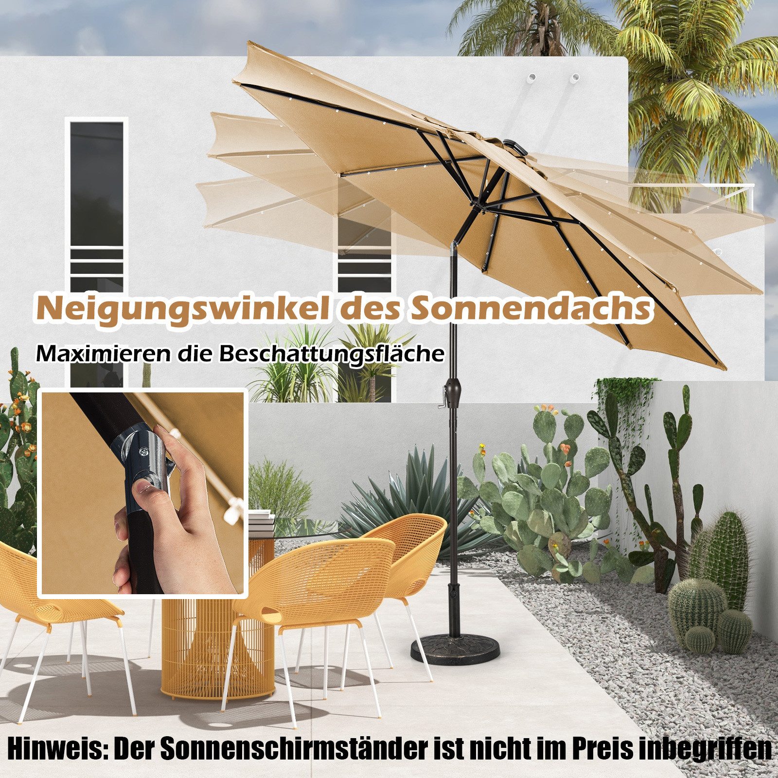COSTWAY Sonnenschirm φ300 cm Gartenschirm, mit günstig online kaufen