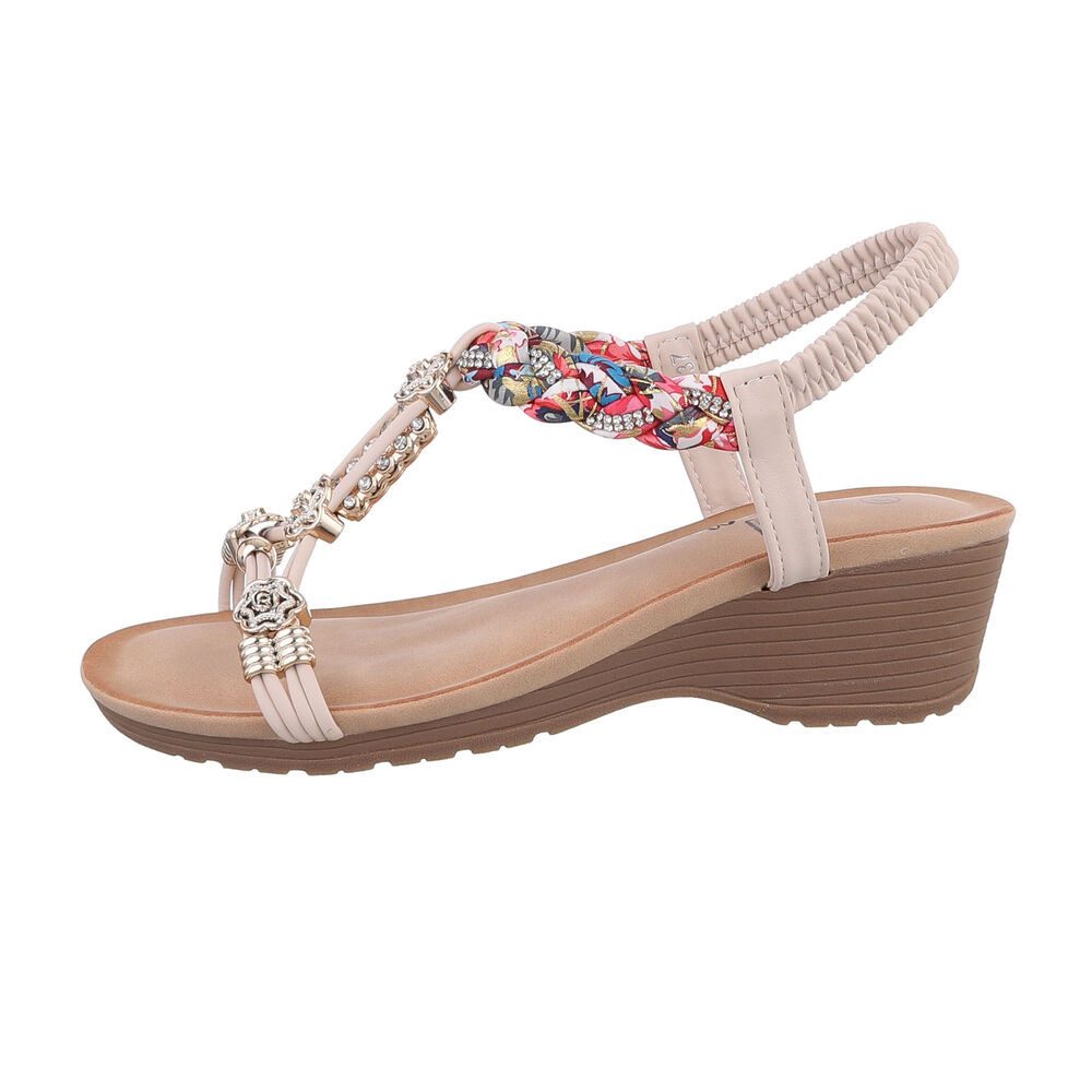 Ital-Design Damen Freizeit Keilsandalette (86016739) Keilabsatz/Wedge Keilsandaletten in Beige