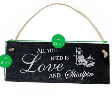 Dekolando Hängedekoration Skialpin 22x8cm All you need is Love and Skialpin