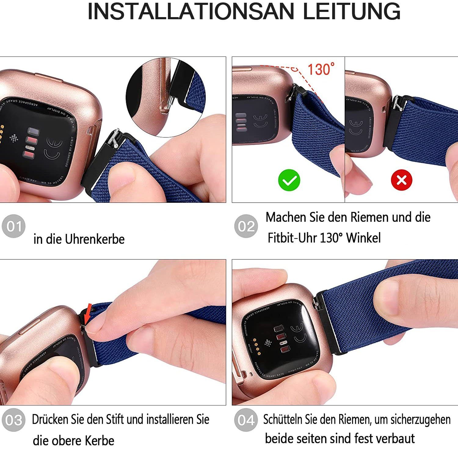 mit Fitbit Armband/Fitbit zggzerg Ersatzarmband lila schwarz Stücke 1 Farbe Versa Uhrenarmband 2 Kompatibel + 2