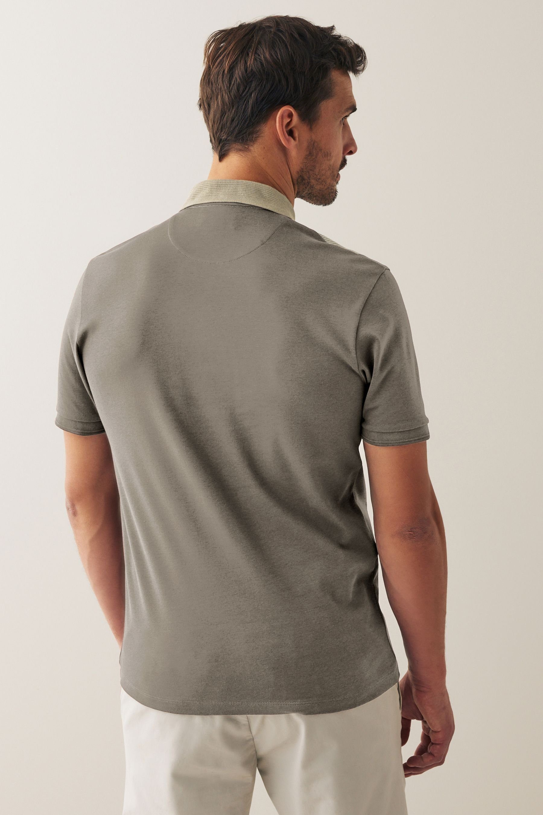 Poloshirt Neutral/Brown Polohemd (1-tlg) in Blockfarben Next