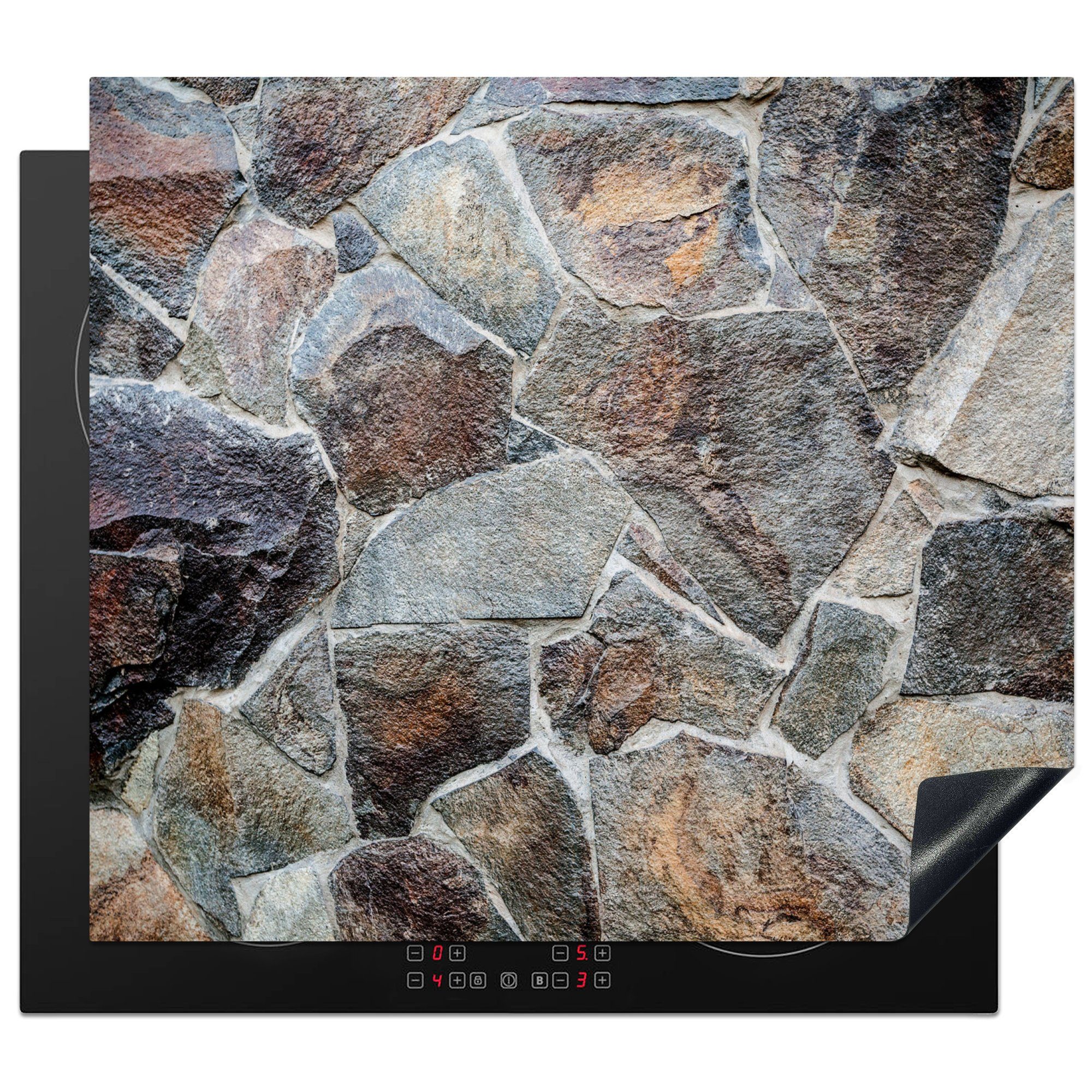 MuchoWow Herdblende-/Abdeckplatte Mauern - Steine - Robust, Vinyl, (1 tlg), 58x51 cm, Küchen Dekoration für Induktionsherd, Induktionskochfeld