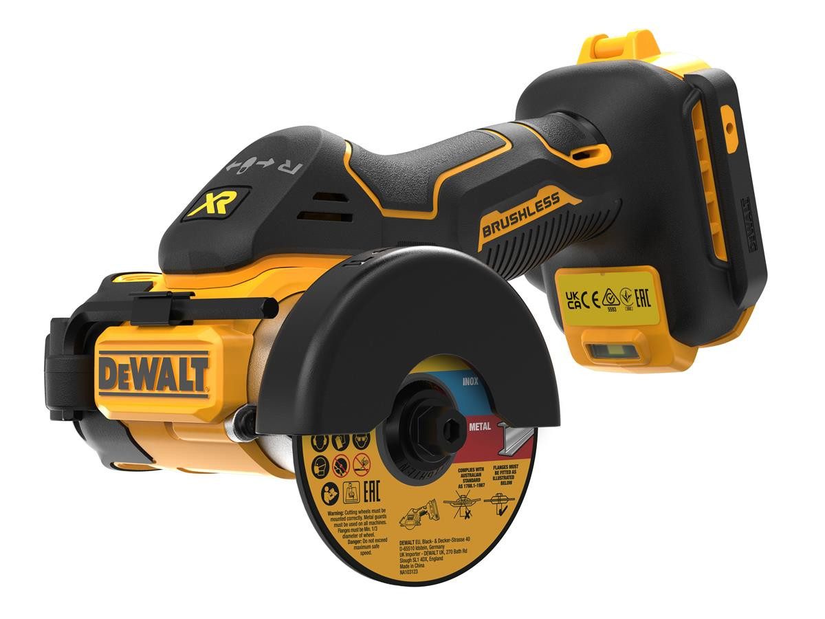 DeWalt Akku-Winkelschleifer 76mm, 18V, ohne Akku und Ladegerät, Spindelarretierung, hellweiße LED-Leuchte
