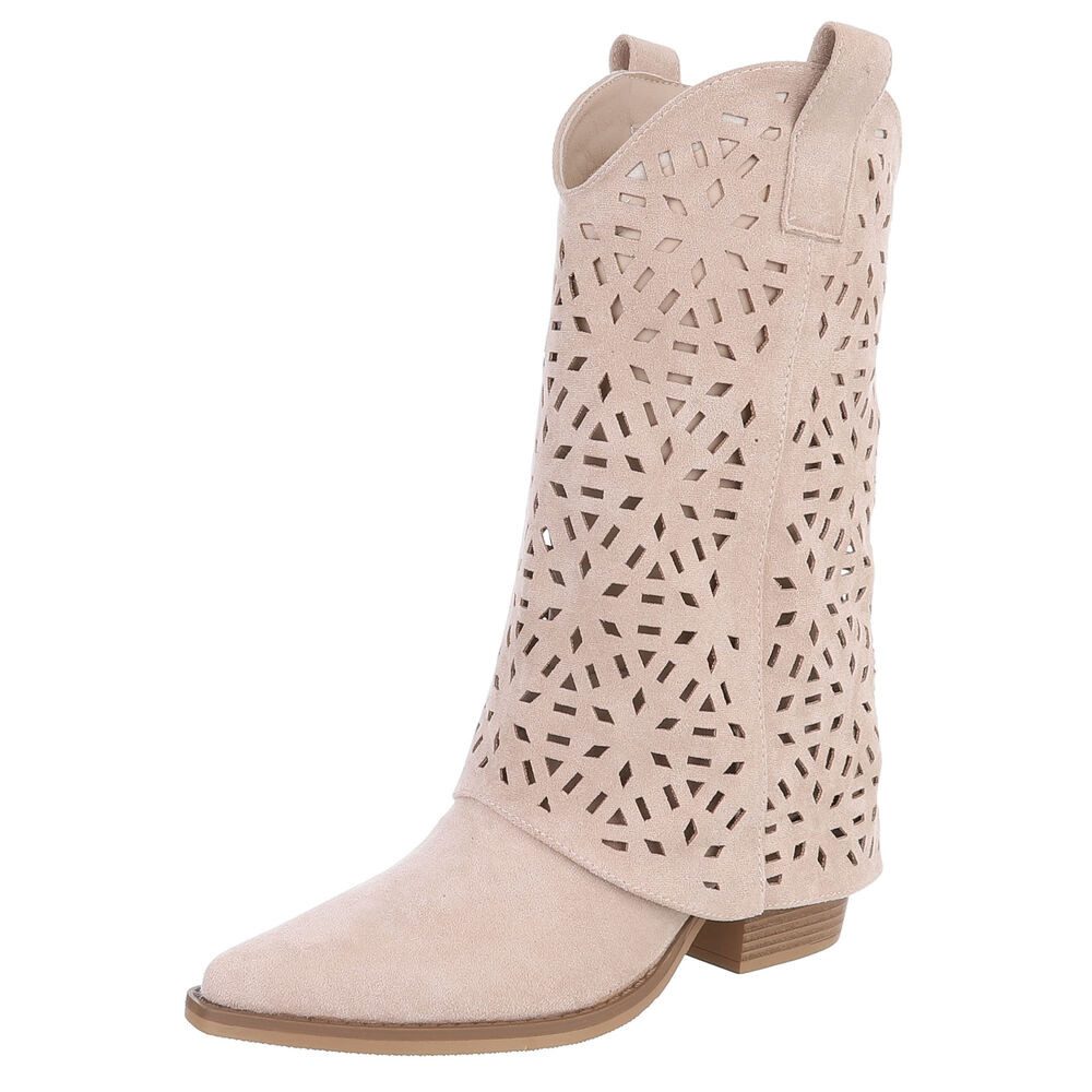 Ital-Design Moderne Damen-Stiefel mit Ausstanzungen für Alltag und Freizeit günstig online kaufen