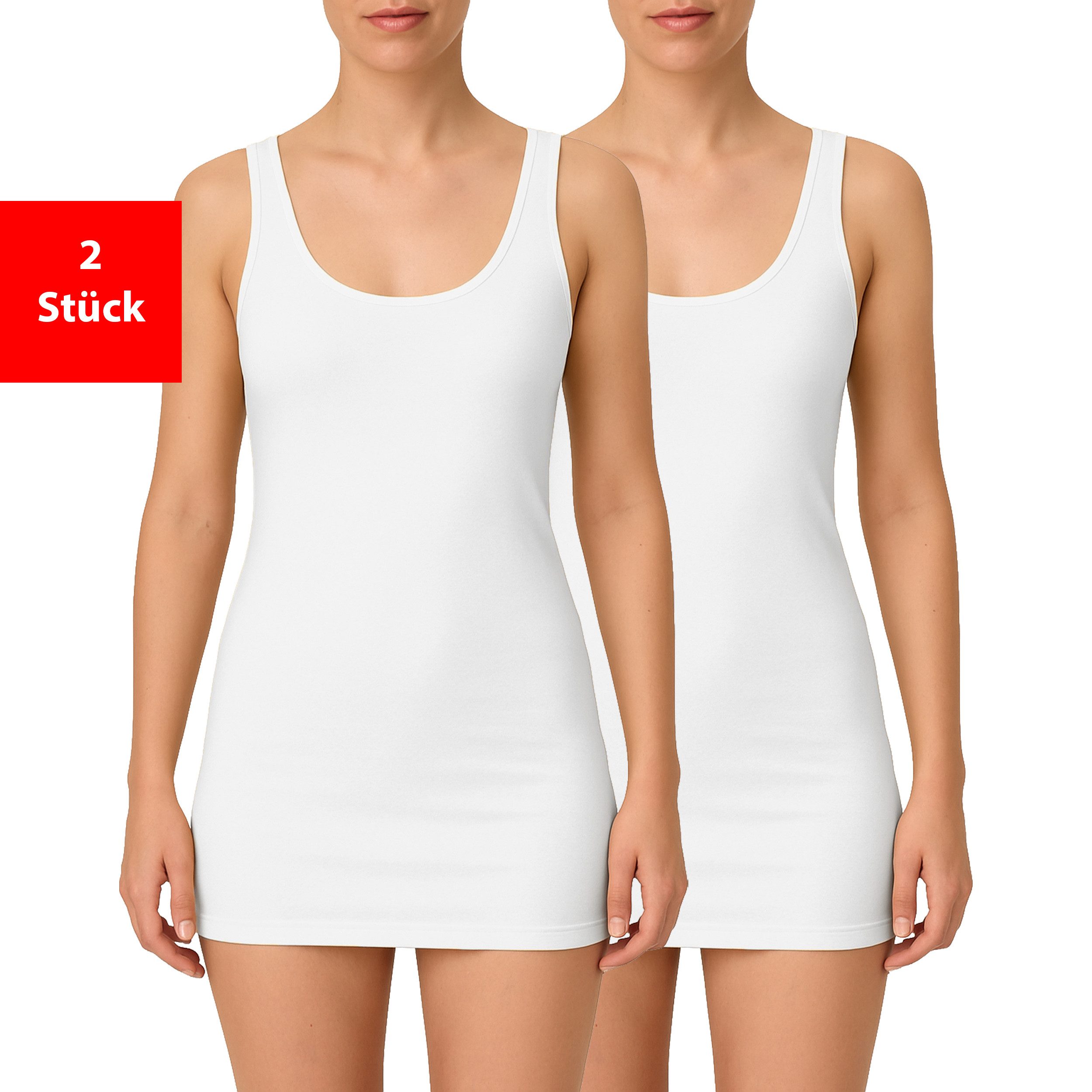 Fashionschmiede Unterhemd Damen Achseltop aus 100 % Baumwolle im praktischen 2er & 4er Pack (Packung, 2-St., 2er-Pack) Weiche Baumwollqualität im praktischen Mehrfach-Pack