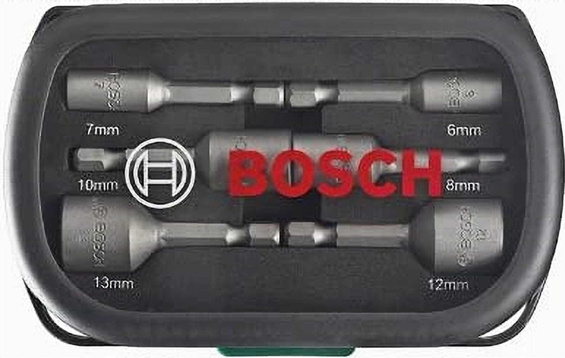 BOSCH Bohrer- und Bitset Bosch 6tlg.Steckschlüssel Set (1/4 Zoll Sechskantschaft, Ø 6-13 mm