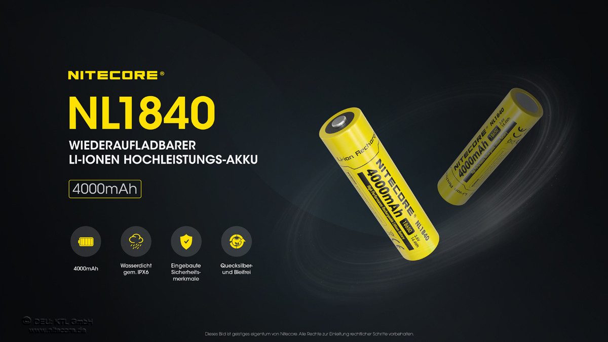 Nitecore Li-Ion Akku Typ 18650 - 4000mAh - NL1840 Akku (1 St)