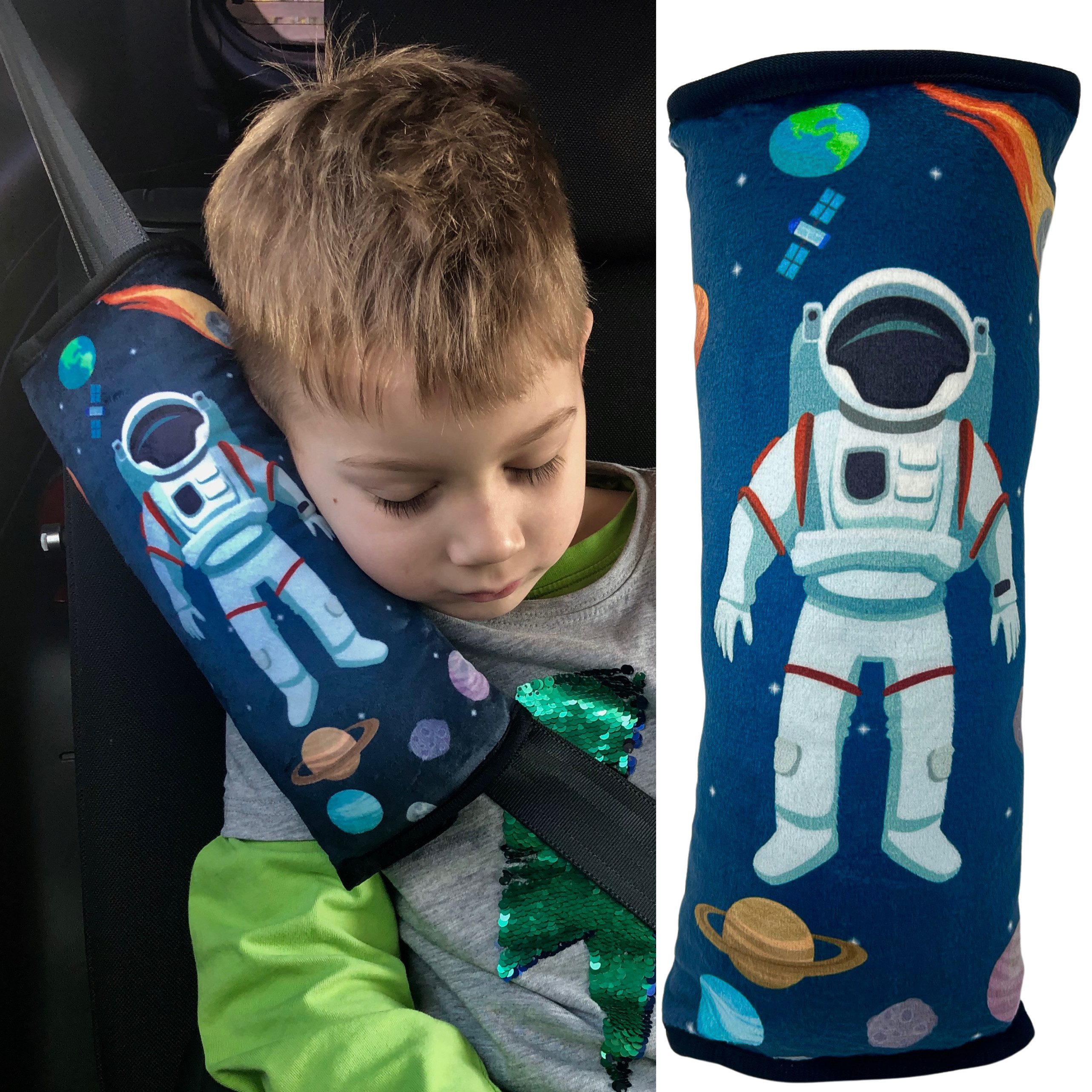 HECKBO Schlafkissen Auto Schlafkissen Weltraum Space Astronaut für Kinder Mädchen Jungen