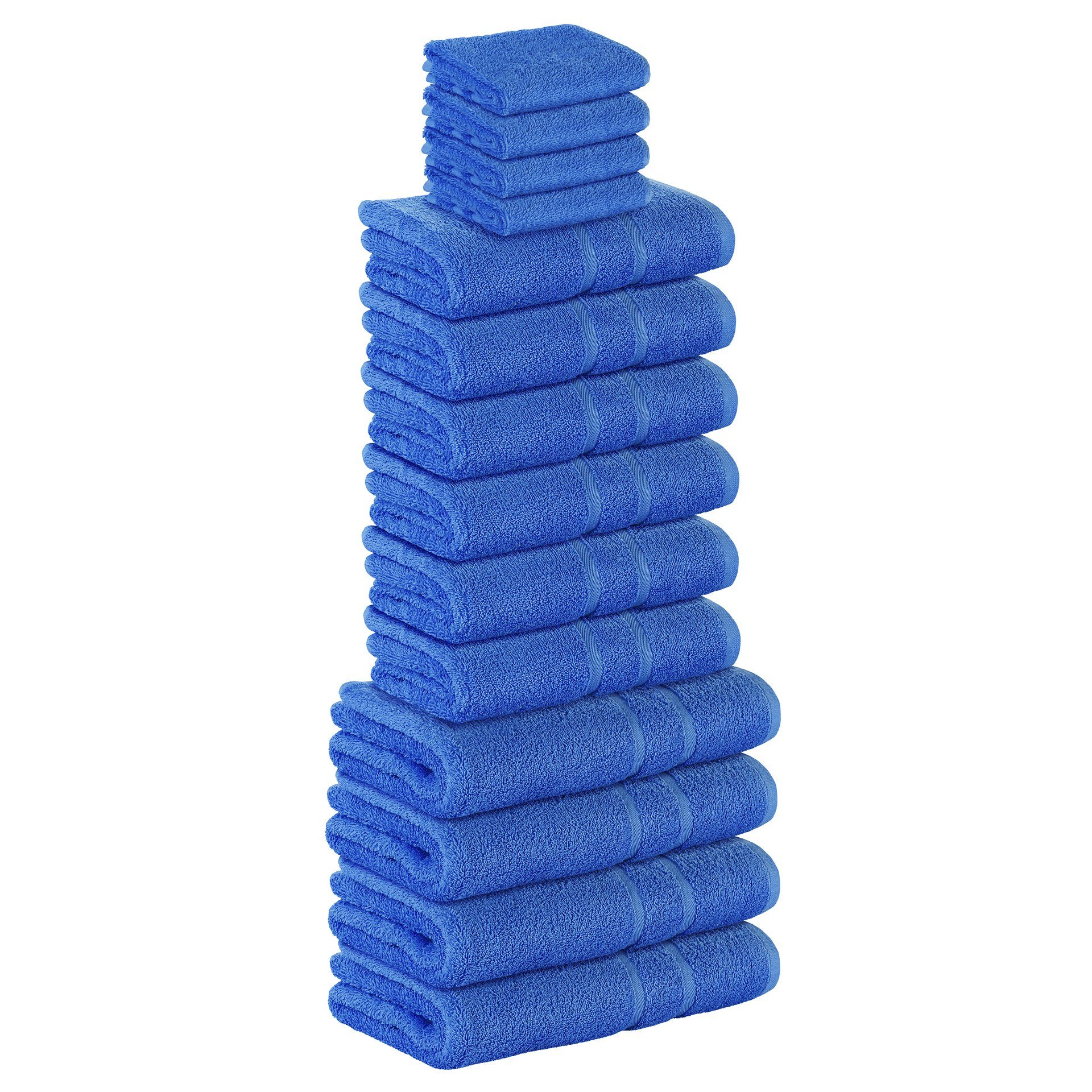4x als Teilig) (14 StickandShine 500 Gästehandtuch Set Handtücher Duschtücher GSM 4x 6x GSM 100% Handtuch Baumwolle 500 14er Farben SET Baumwolle Frottee Handtuch Blau verschiedenen 100% Pack, in