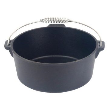 BURI Kochtopf 2x Dutch Oven Topf aus Gusseisen 4,3 L Schmortopf Kochtopf Grillplatte, Gusseisen