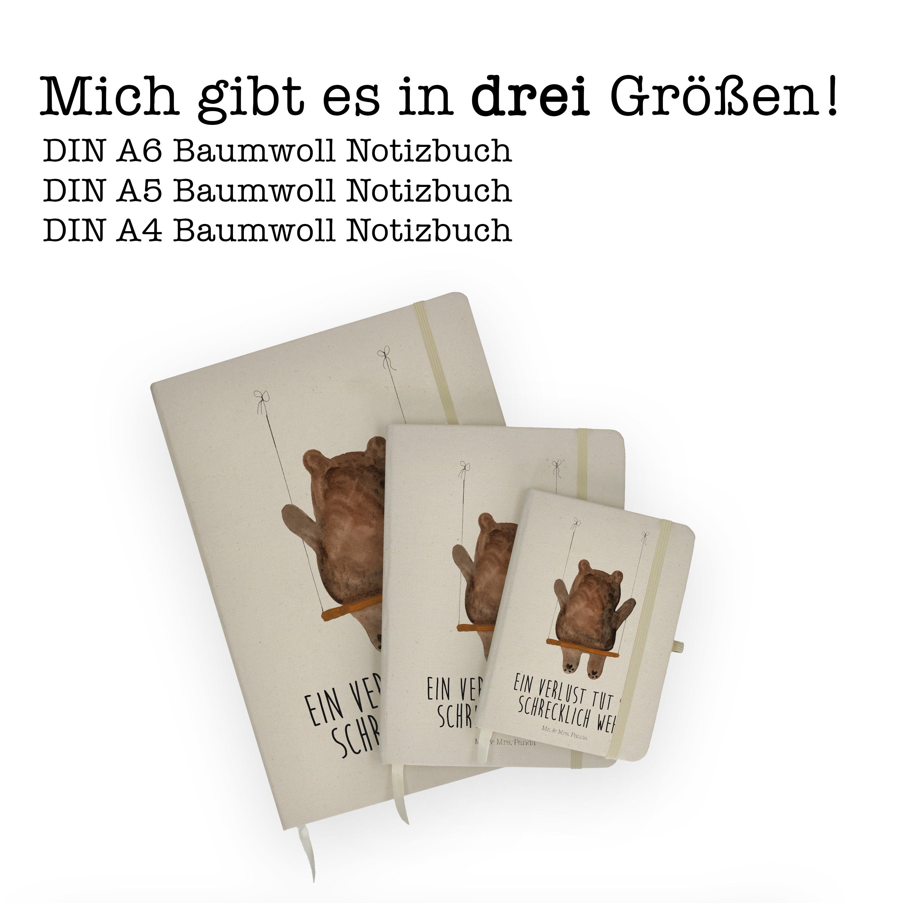Schaukel & Bär Notizblock, - Notizbuch Geschenk, Transparent - Tagebuch Panda Mr. Notizen, Mrs.