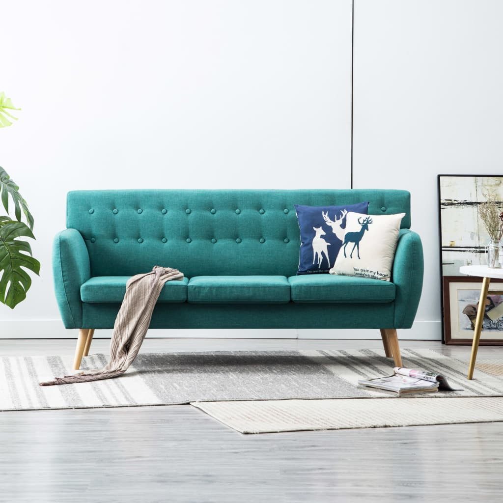 vidaXL Sofa 3-Sitzer-Sofa Stoffbezug 172x70x82 cm Grün Couch günstig online kaufen