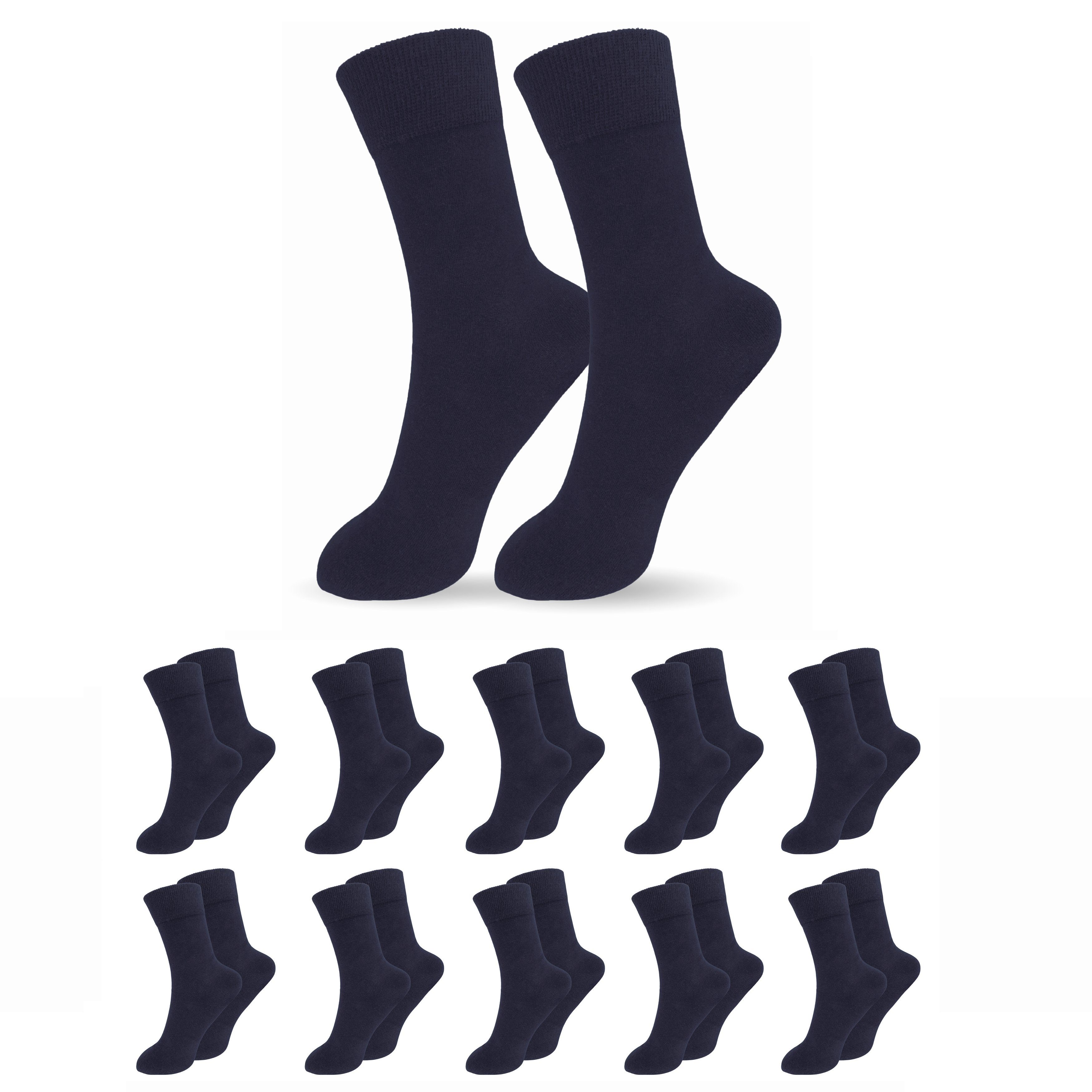 SO.I Businesssocken Herrensocken Lange Freizeit-Socken für Herren aus Baumwolle (Größen: 39-46, 5-15er Pack) Atmungsaktiver Stoff 10x Blau