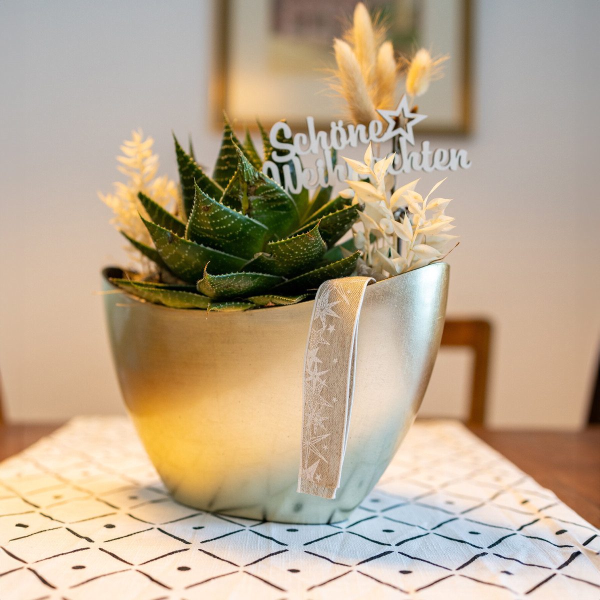 matches21 HOME & HOBBY Blumentopf Pflanzschale Jardiniere oval 20 cm Vintage gold-farben für aussen (1 St), Outdoor Schiff Deko-Schale als Blumen-Schale Pflanz- – Bild 5 von 5