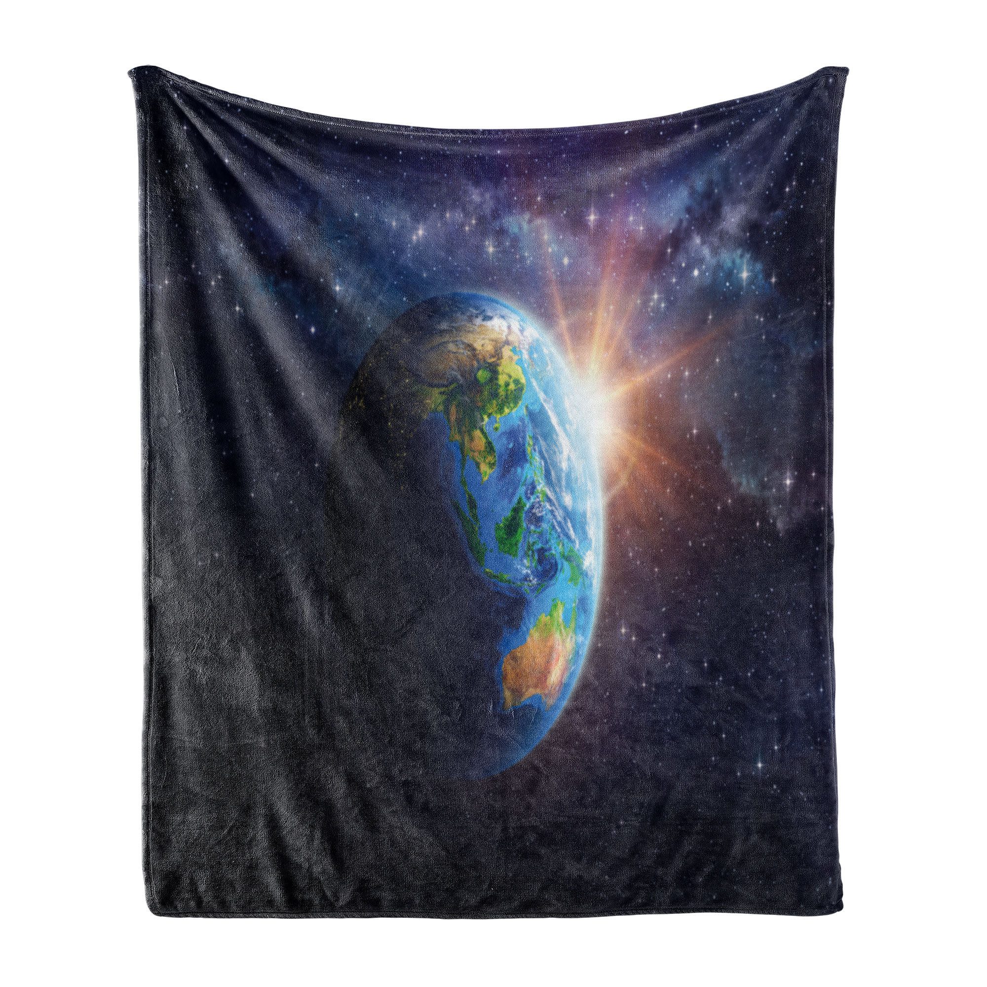 Wohndecke Gemütlicher Plüsch für den Innen- und Außenbereich, Abakuhaus, Welt Gesicht der Erde im Weltraum
