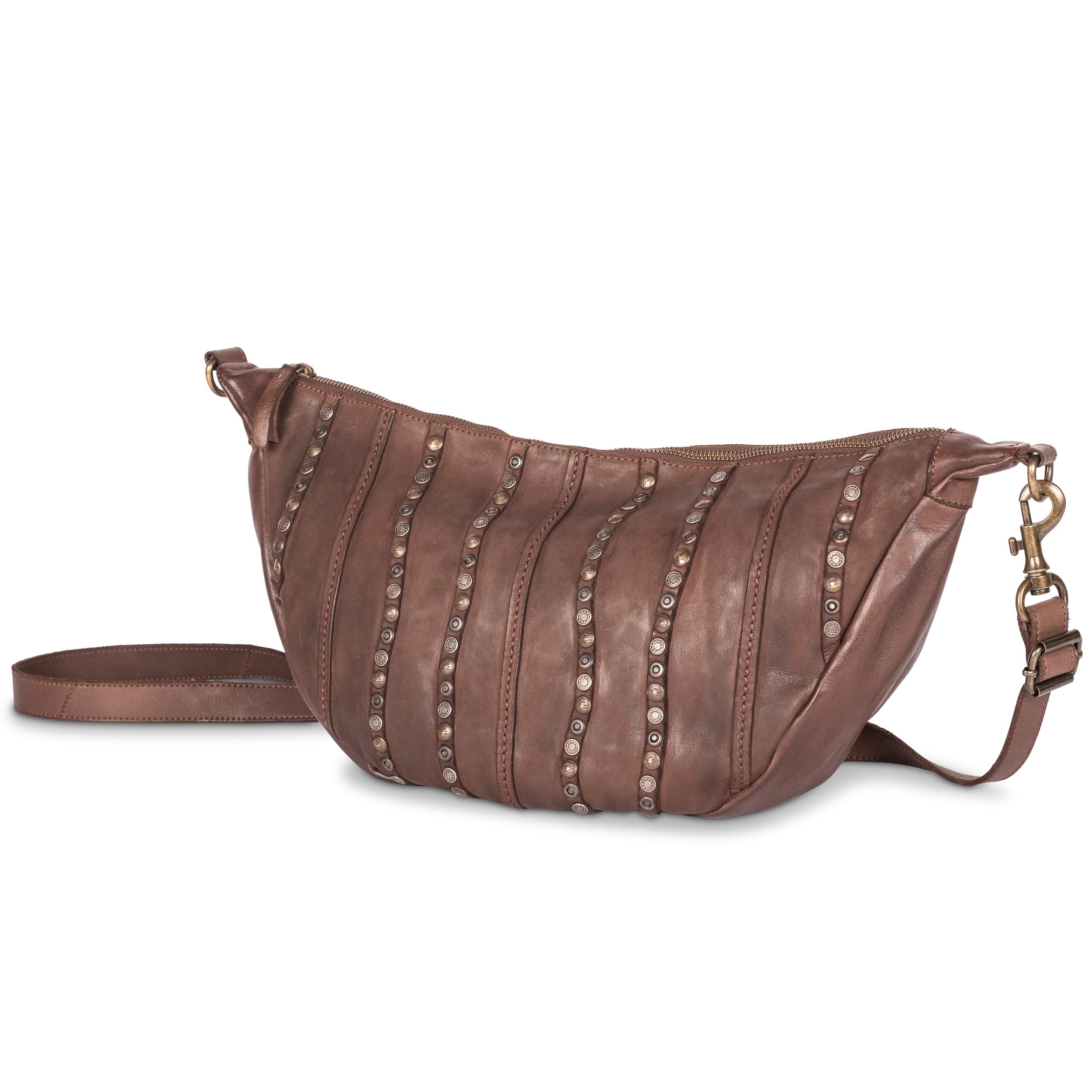 Cas8 Umhängetasche NANCY -Special Collection- Große Moonbag mit Nieten für Damen