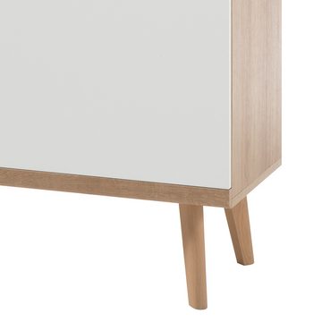 Lomadox Wohnwand MAINZ-61, (0-St), mit Highboard weiß matt mit Eiche Riviera Nb. B/H/T ca. 277x160x40cm