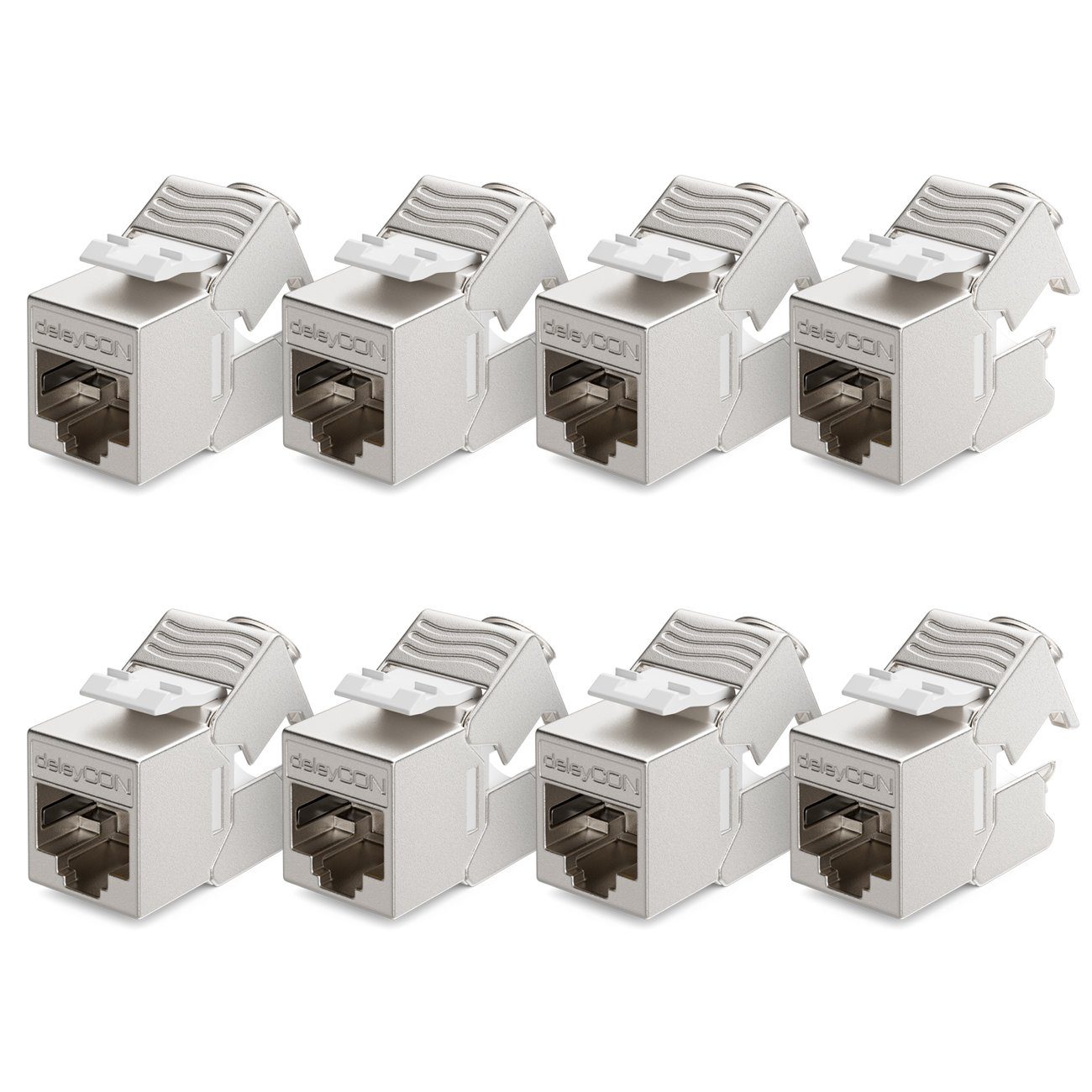 deleyCON deleyCON 8x CAT6a MINI Keystone Jack Modul STP Schirmung RJ45 Buchse Netzwerk-Adapter
