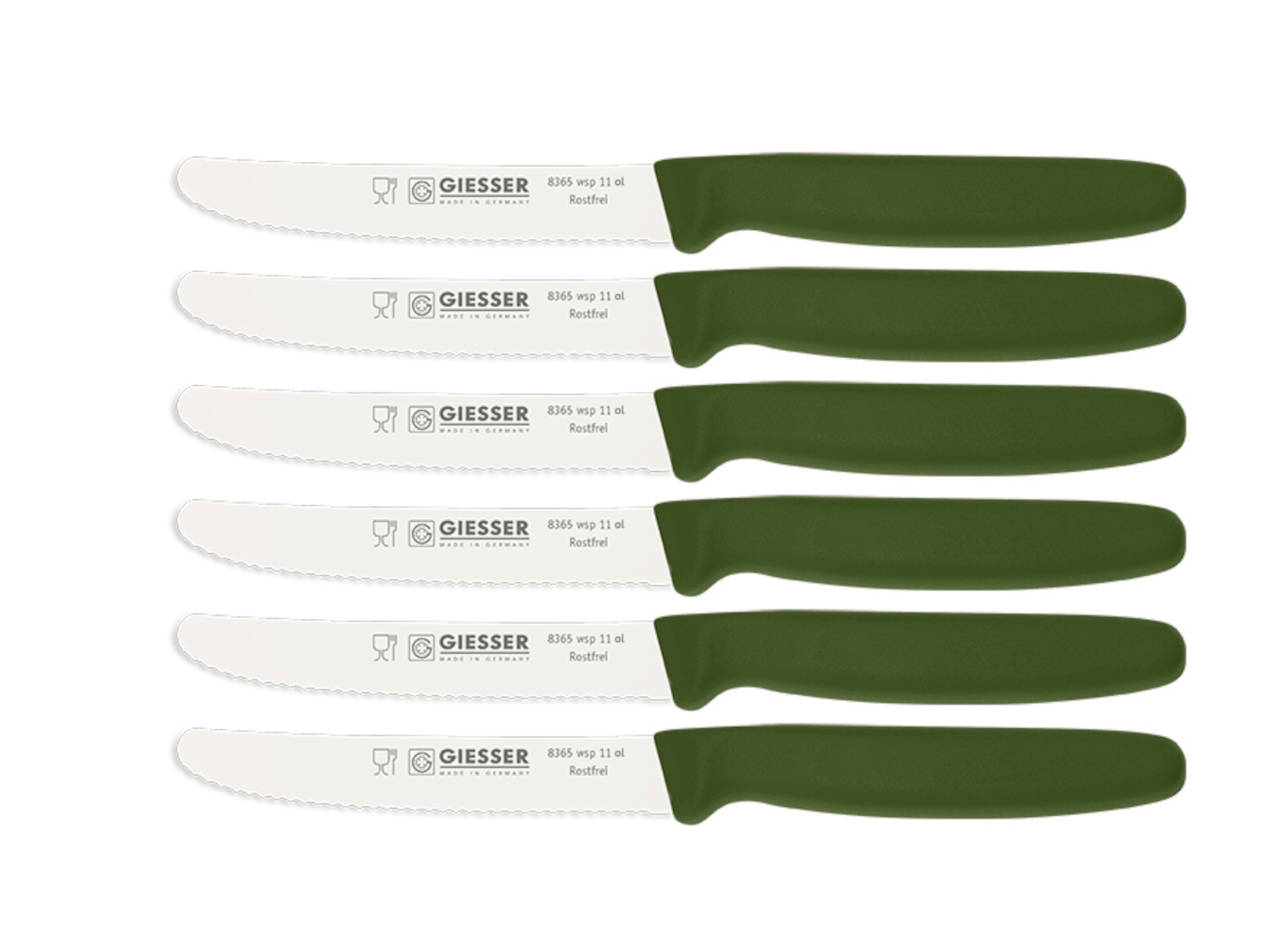GIESSER Tomatenmesser Allzweckmesser Brötchenmesser 8365 wsp 11, Spülmaschinenfest, langlebig, 3 mm Wellenschliff extrem scharf