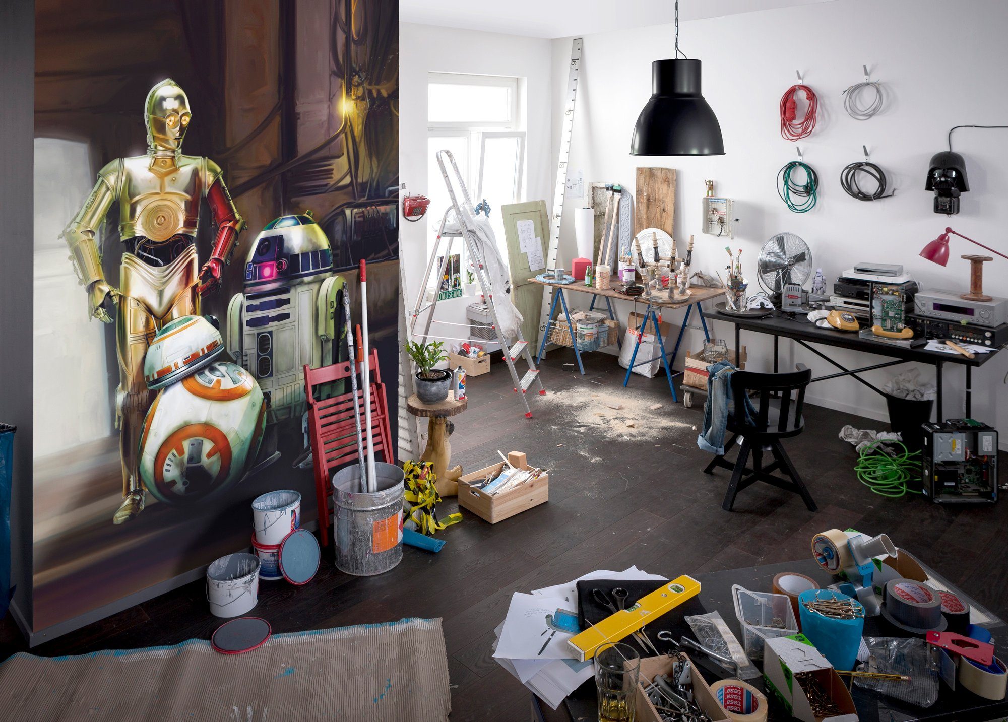 Komar Fototapete STAR WARS Three Droids - Größe 184 x 254 cm, glatt, bedruckt, Kinderzimmer