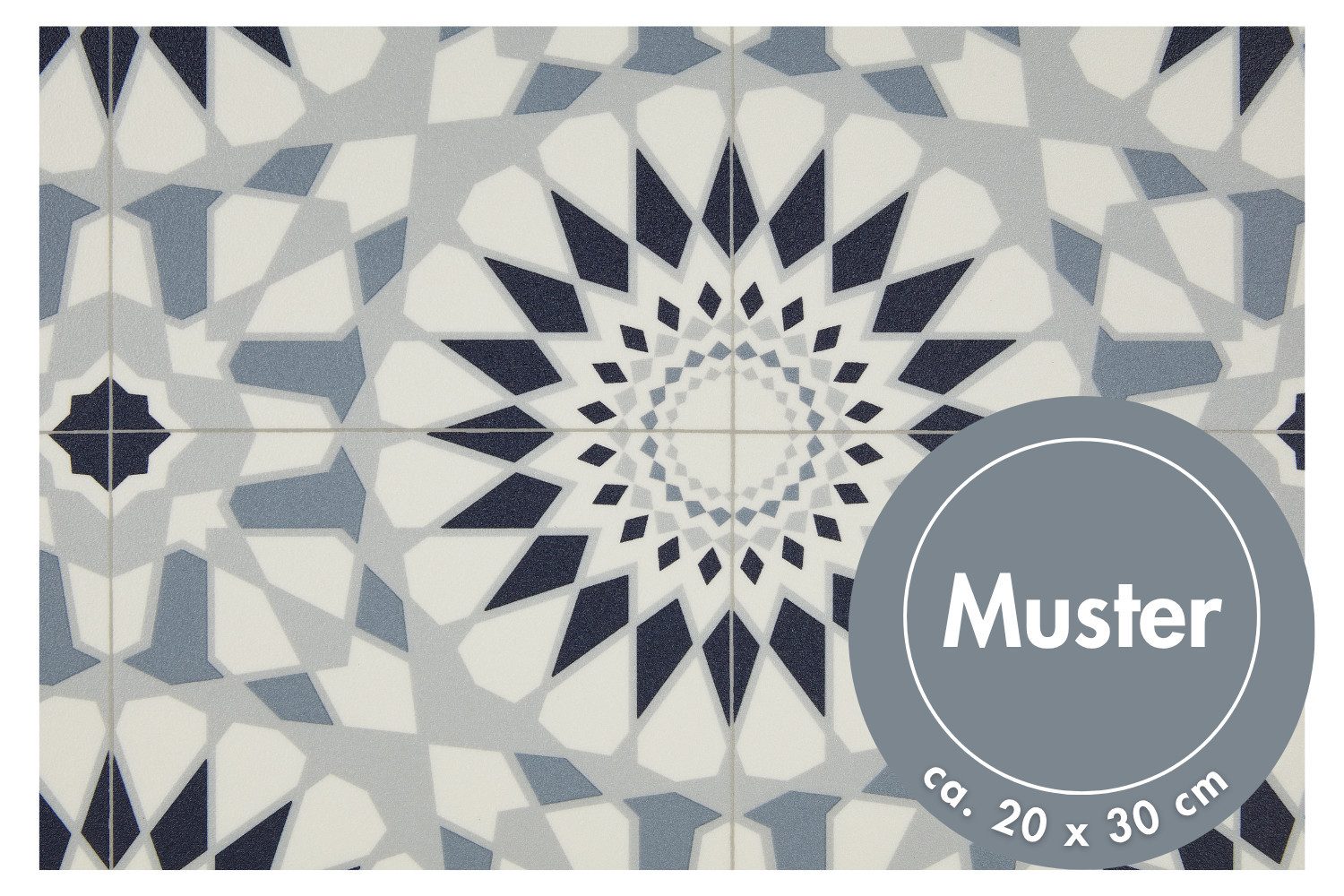 misento Vinylboden Arctic in Boho Fliesenoptik, für Feuchtraum- und Privatbereiche, PVC Bodenbelag Meterware 200/400 cm Breite, 2,8 mm Stärke