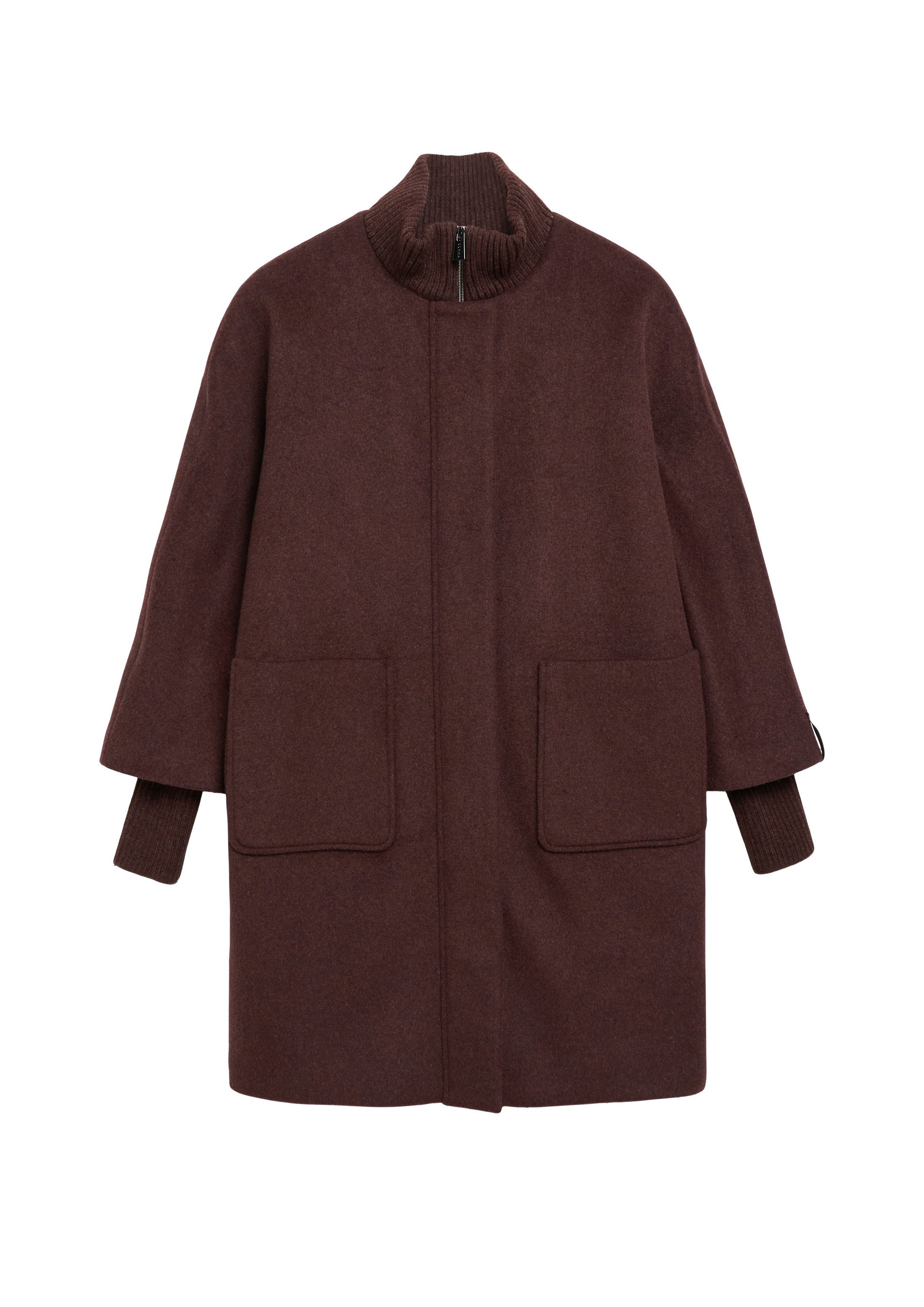 comma Wintermantel Outdoor-Mantel Cape-Mantel aus Wollmix mit Ripp-Details