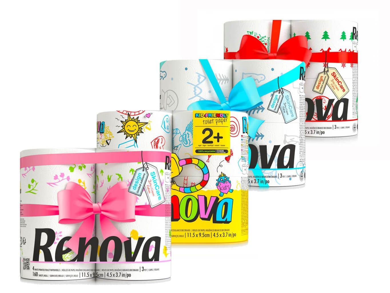 Renova Toilettenpapier Print Edition Mix (Packung 16-St), 3-lagig, bedruckt