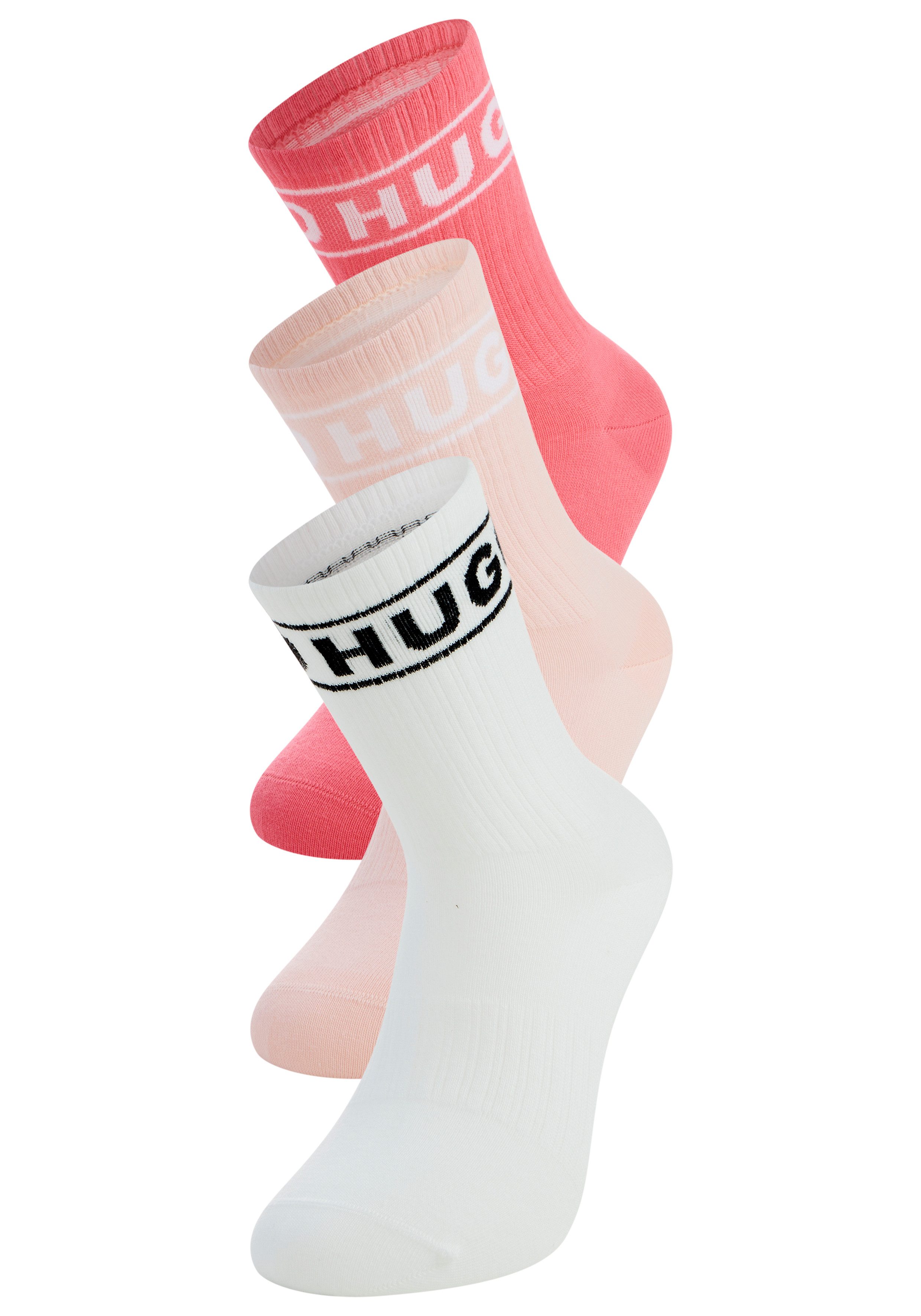 HUGO Freizeitsocken 3P QSRIB SPORTY CC W (Packung, 3-Paar, 3er) mit kontrastfarbenem Logodetail – Bild 2 von 2