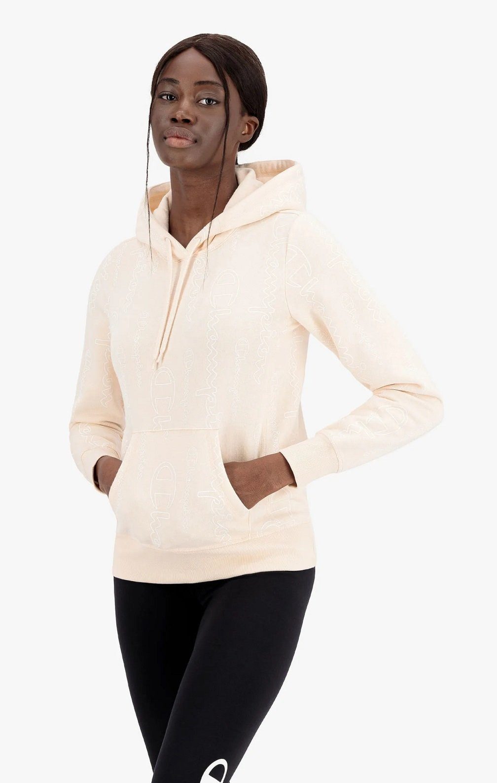 Champion Kapuzenpullover (Hoodie) American Classic Graphic Logo Schriftzug gelb Damen