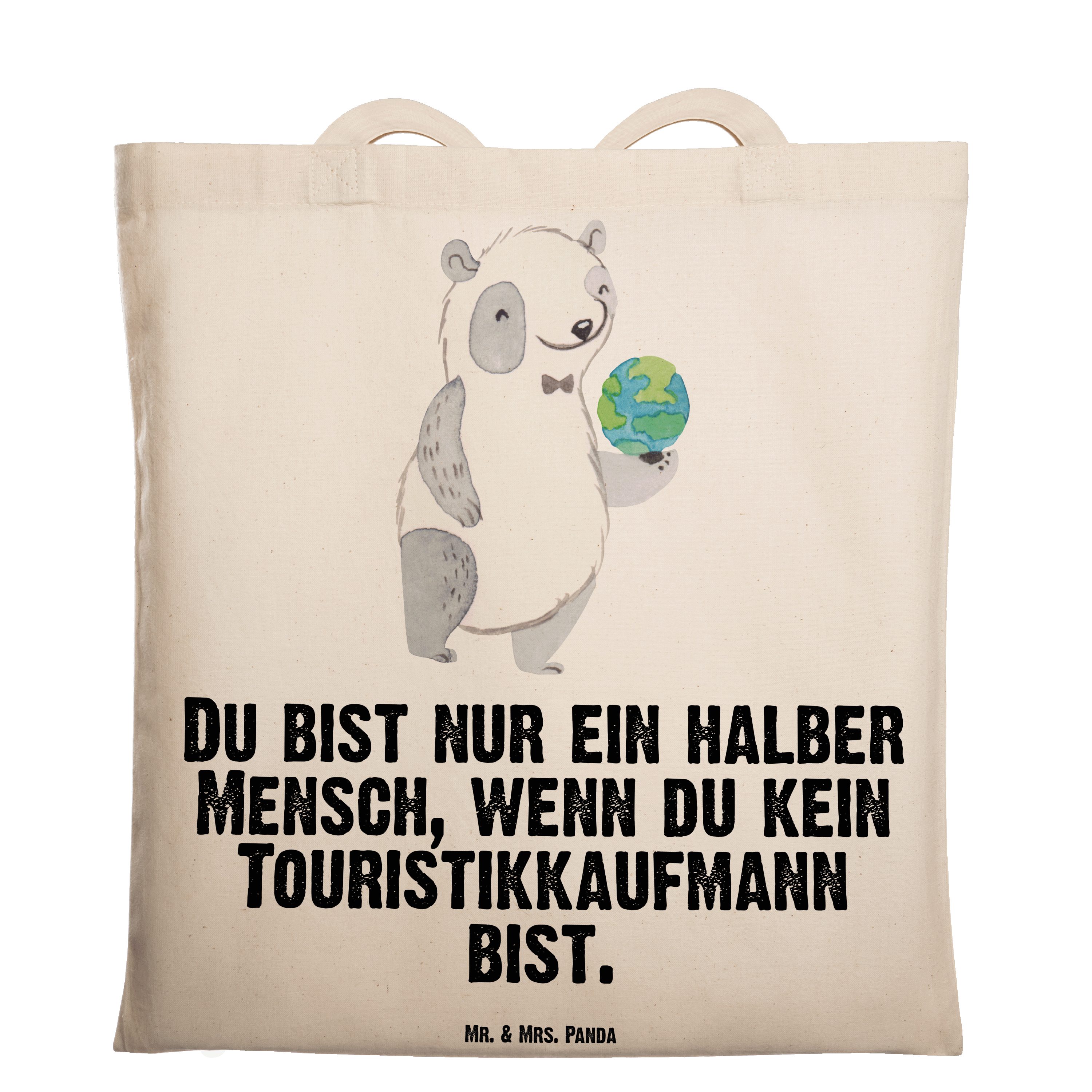 Mr. & Mrs. Panda Tragetasche Touristikkaufmann mit Herz - Transparent - Geschenk, Schenken, Rente, (1-tlg)