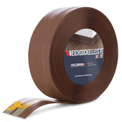 HOLZBRINK Sockelleiste PVC Weichsockelleiste selbstklebend 50x20mm Schokolade, L: 500 cm, 5m Rolle, Knickleiste Abschlussleiste